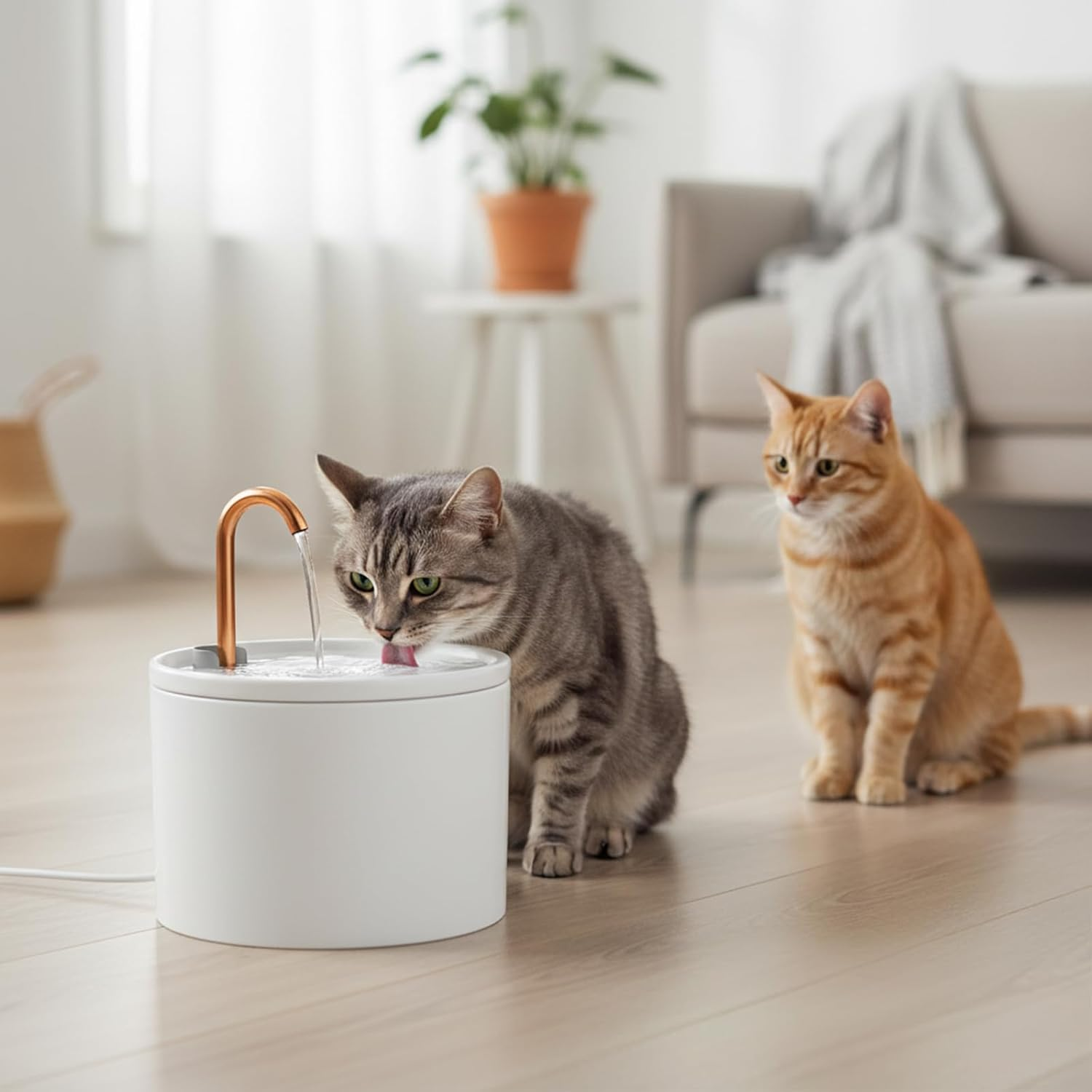 100% Ceramic Cat Water Fountain, 1.2L Ultra-Quiet (20Db) Pet Water Fountain for Cats and Small Dogs, Automatic Drinking Fountain with 4 Filters, Easy to Clean, Encourages Hydration, White 4