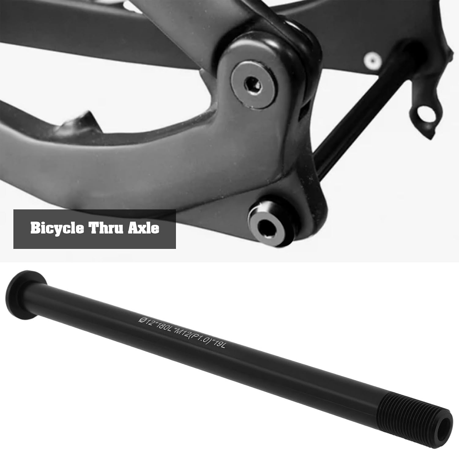 Briny River 1PC Bicycle Thru Axle ?12 * 180L*M12(P1.0)*19 Compatible with Vitus Aluminum Alloy Quick Release Axle Skewer Lever Bicycle Accessories image number 2