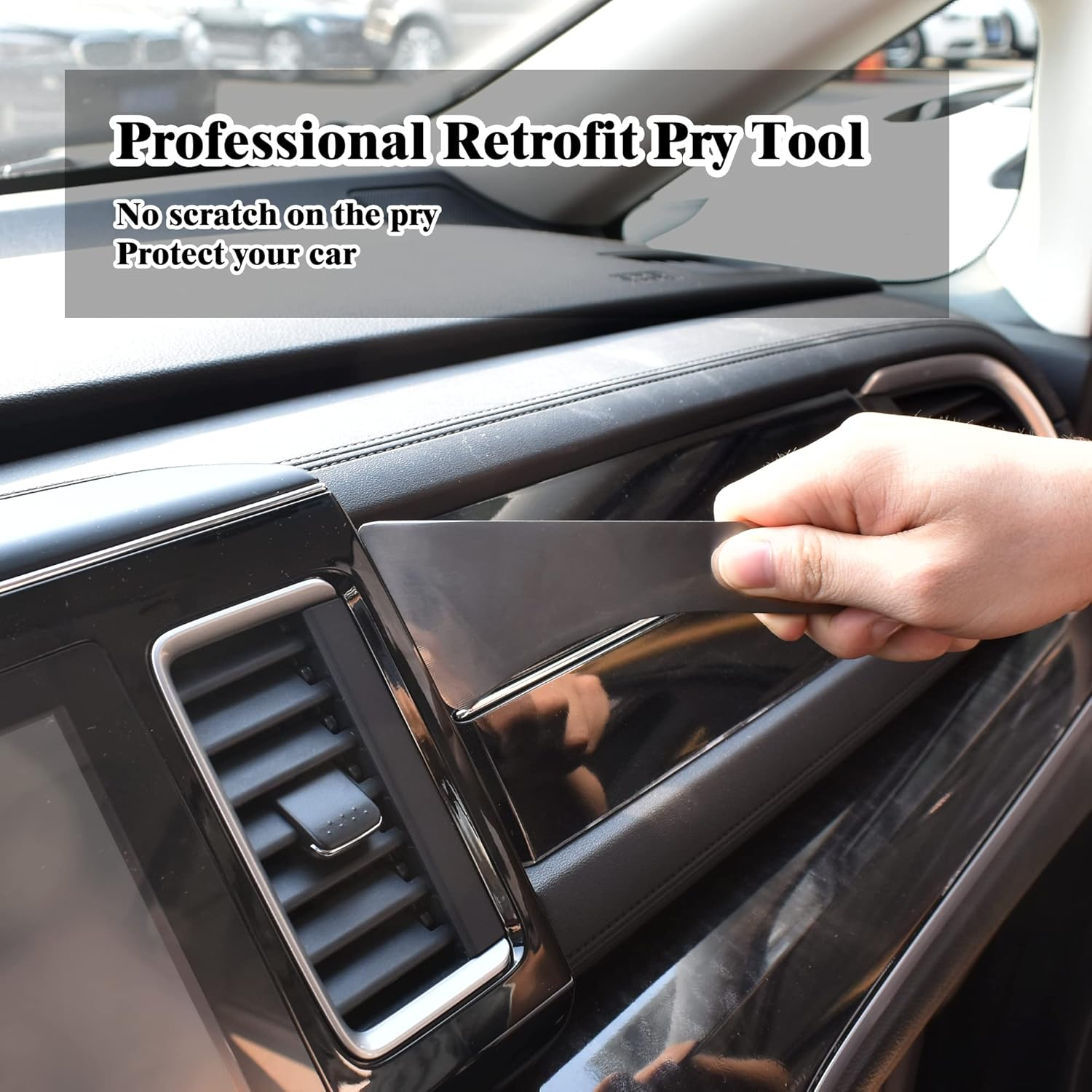 Wigoo Trim Removal Tool Metal Pry Tool Pro Stainless Steel Metal Pry Board Auto Clip Removal Tool Door Panel Car Interior Trim Tools for Fastener, Audio Dashboard, Clips, Baseboard - 2PCS image number 1