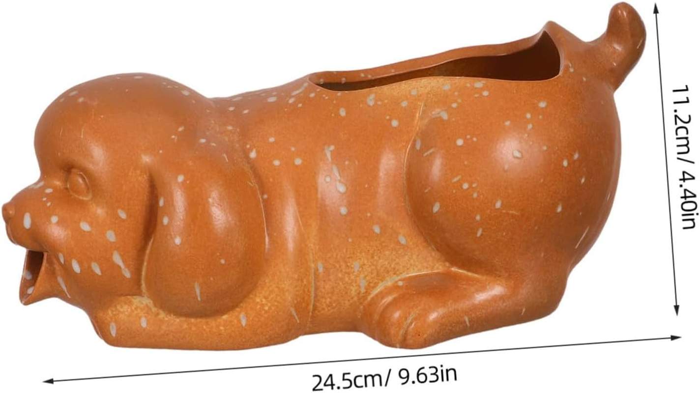 Ceramic Dog Fountain Spitter for Garden Outdoor Jar Circulating Waterfall Jar with Efficient Filtration Ceramic Material Playful Aquarium Decoration image number 3