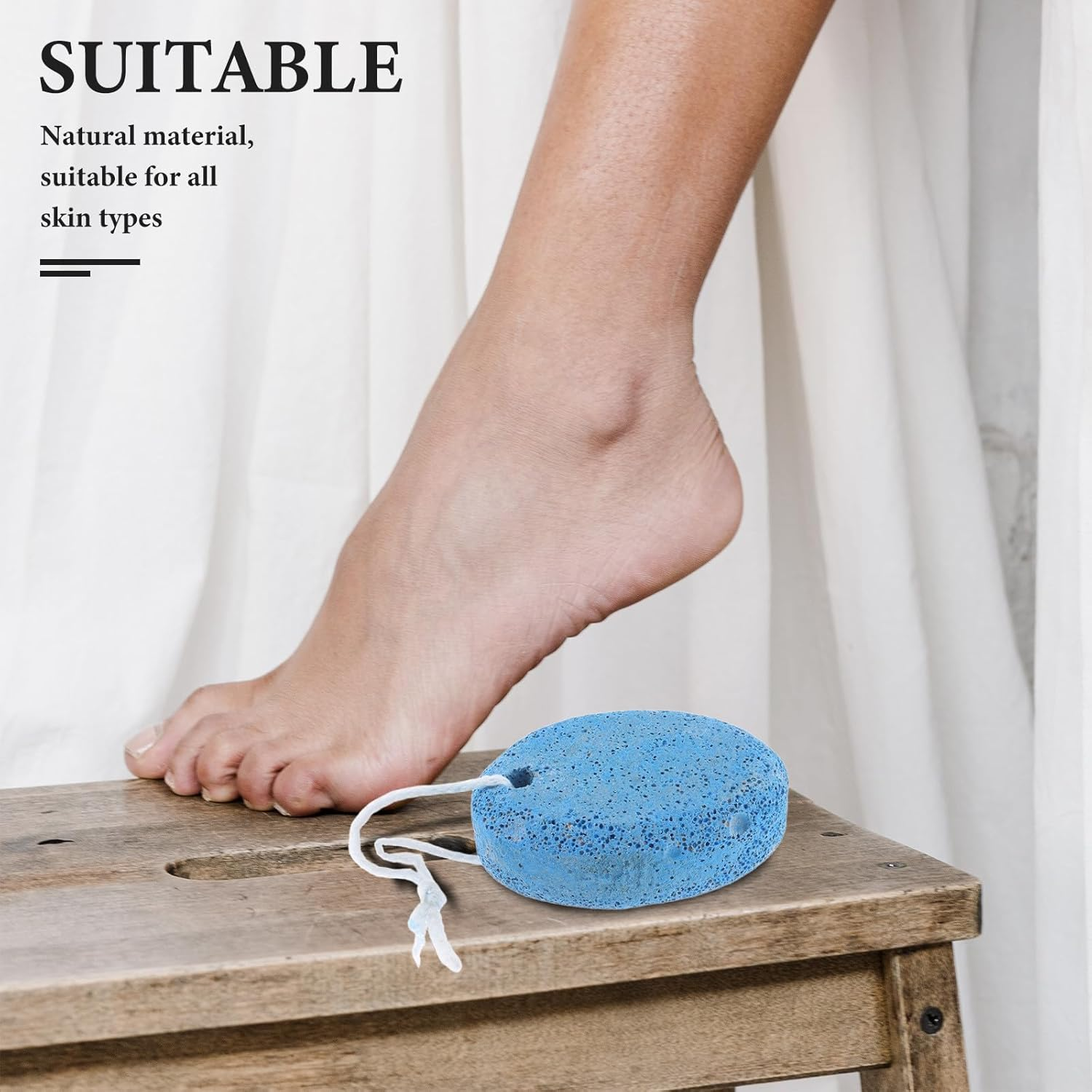 TIKODIDA Natural Blue Pumice Stone Foot Scrubber for Dead Skin Removal Oval Volcanic Foot File Pedicure Rasp and Heel Scraper Effective Corn Remover image number 2