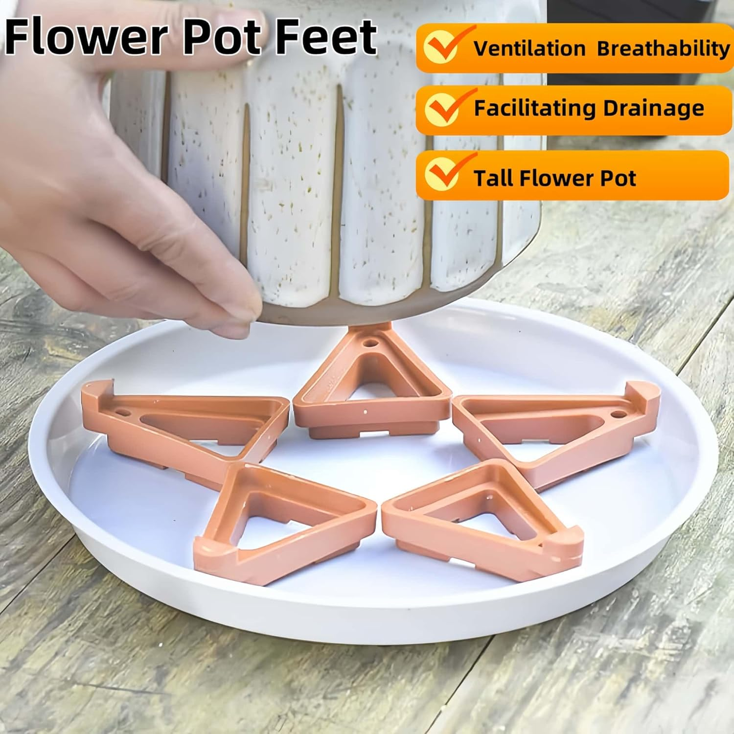 HOLADAWN 12 Pack Invisible Flower Pot Feet, Plant Pot Risers for Indoor & Outdoor, Pot Toes Stand for Small to Large Planters Use image number 5