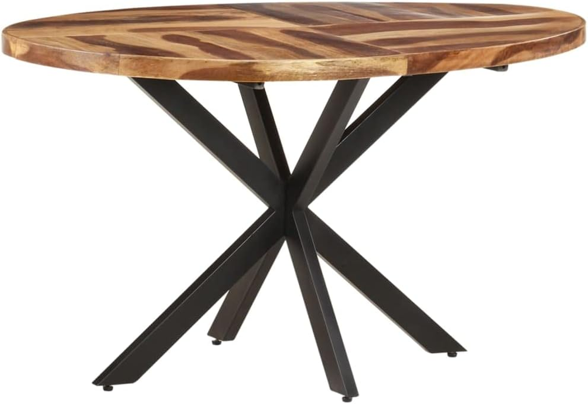 Vidaxl Dining Table with Finish: Solid Acacia Wood, Industrial-Style for Dining Room and Kitchen