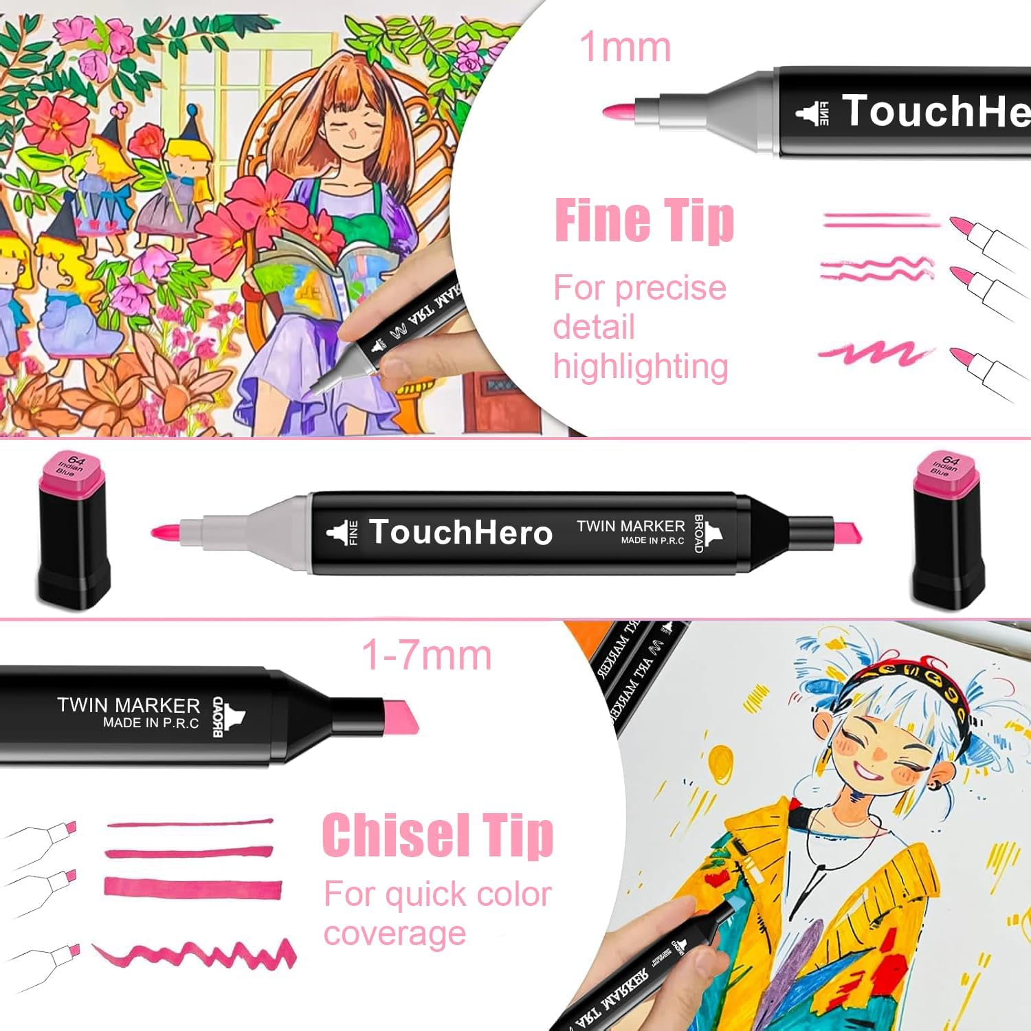 NULOUMA Alcohol Markers, 120 Colors Dual Tip Colouring Markers for Coloring Sketching Anime Illustrations Children'S Drawing Students' Art Classes Architecture Landscape Clothing Design Etc.