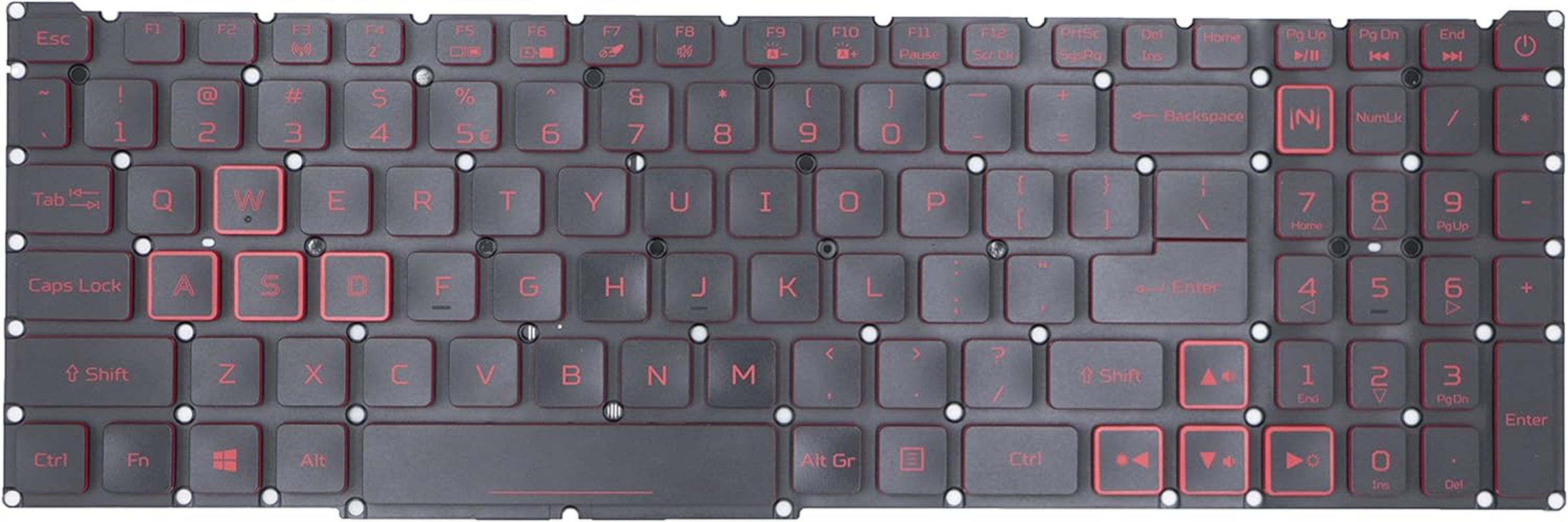 Replacement Keyboard for Acer Nitro 5 AN515-45 AN515-54 AN515-55 AN517-51 AN515-57 AN515-58, Predator Helios 300 PH315-52 PH315-53 PH317-53 Red Frame with EEE Backup EEEEEEEEEEEEEE. EE image number 1