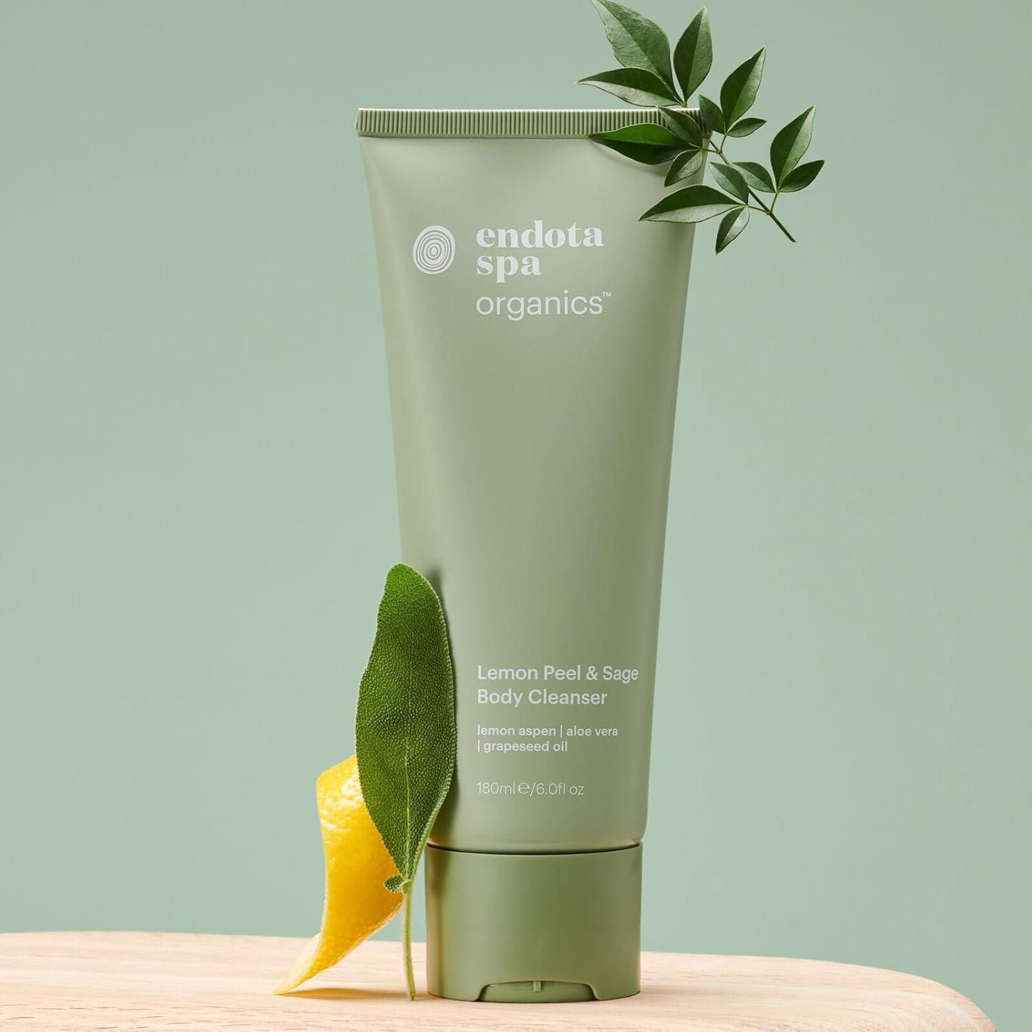 Endota Organics Lemon Peel & Sage Body Cleanser 180 Ml, an Energising All-Over Body Wash Enriched with Lemon Peel and Sage. image number 2