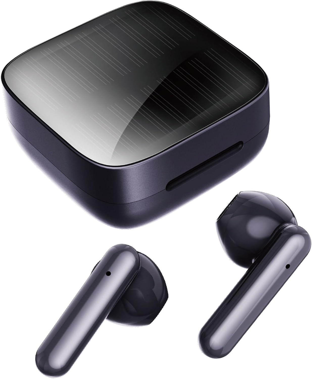 HAC 4497 Solar Charging Wireless Earbuds with Panel Black, Approx. W 2.0 X D 2.0 X H 1.2 Inches (5 X 5 X 3 Cm) (Exclusive Case) image number 4