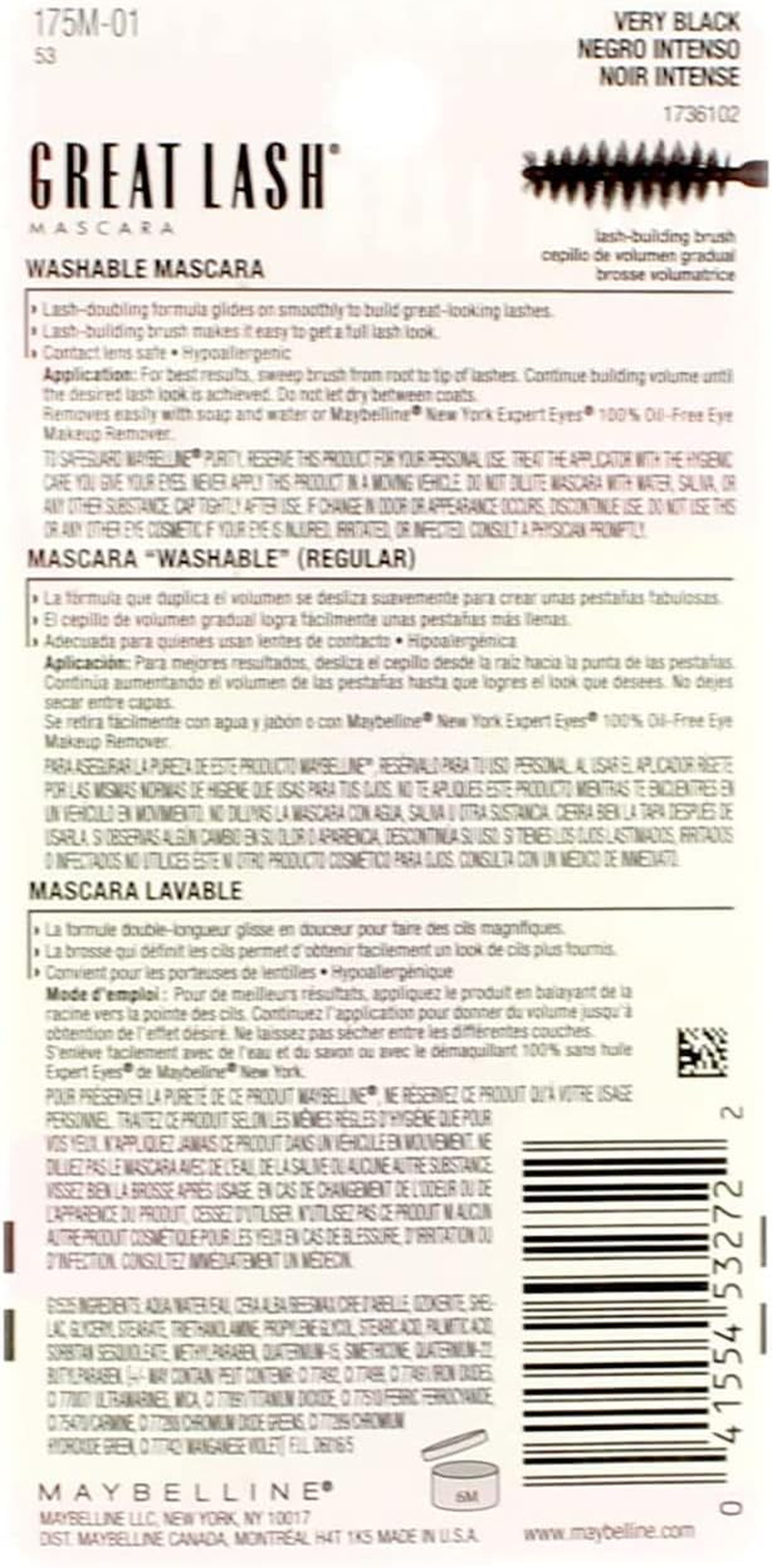 Maybelline Great Lash 101 Very Black Mascara image number 6