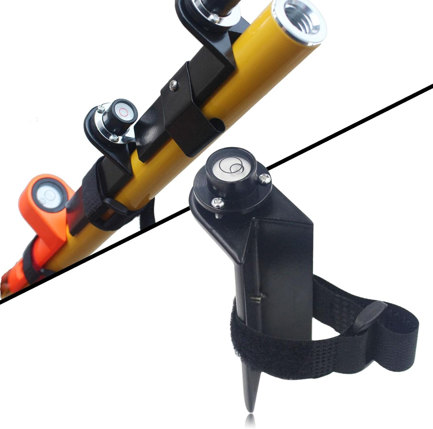 Baoblaze Grade Rod Level Bubble Level Centering Pole Carbon Fiber Pole for round Rod Tower Ruler - Black with Tie image number 4