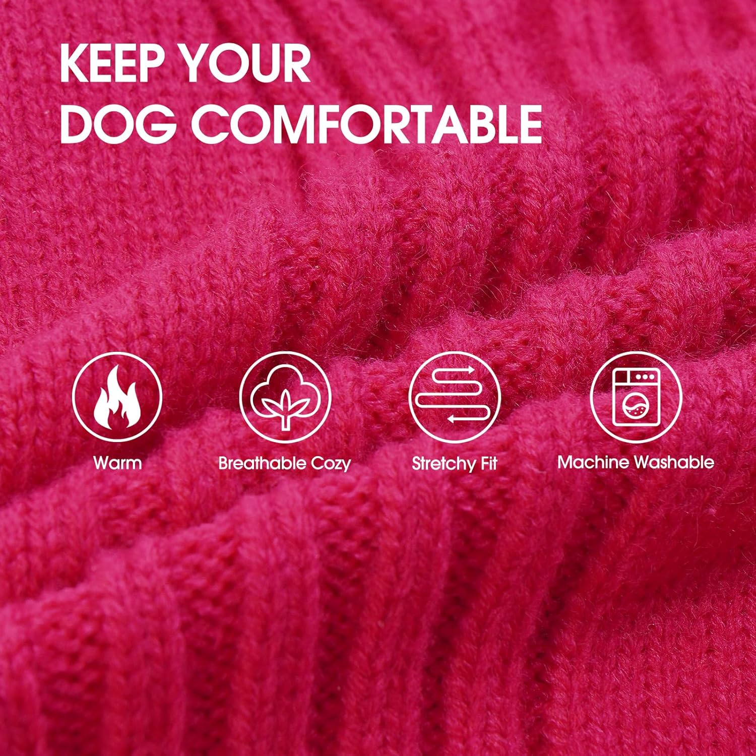 Iecoii XXL Dog Sweater,Thermal Knit Big Dog Sweater with Sleeve,Pet Turtleneck Doggy Sweatshirt for Extra Large Dogs Boy Girl,Stretchy Large Dogs Cold Weather Outfit Pitbull Clothes,(Rose Red,Xxl) image number 1