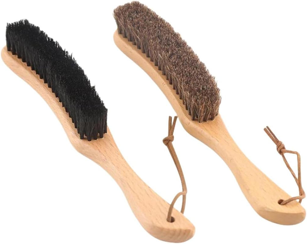 Hat Brush Combination Kit - Horsehair Felt Hat and Wild Boar Mane Brush, Suitable for Suits, Suede Leather, Clothes and Furniture, Beech Handle -2 Pack image number 1