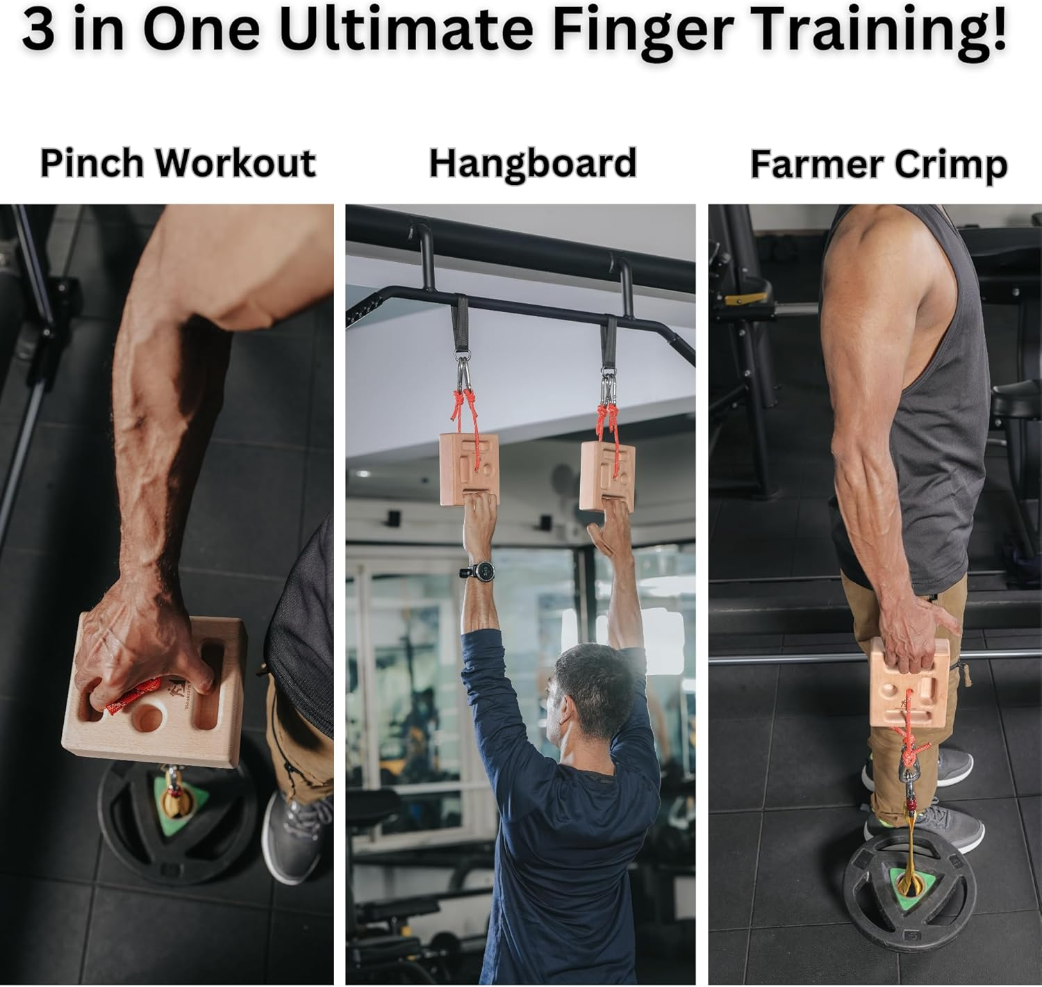 Mountain Rocks Ultimate Portable Hangboard Pair with Strap Loading Pin for Hangboard, Pinch Grip and Farmer Crimp Grip Strength Training image number 5