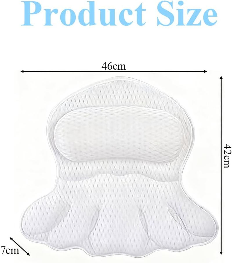 Bathtub Cushion,With Non-Slip Suction Cups,Machine Washable 4D Bath Pillow,Back Support Bath Pillow,Relaxing SPA Accessories,For Relieve Head,Shoulder,Neck Fatigue image number 3