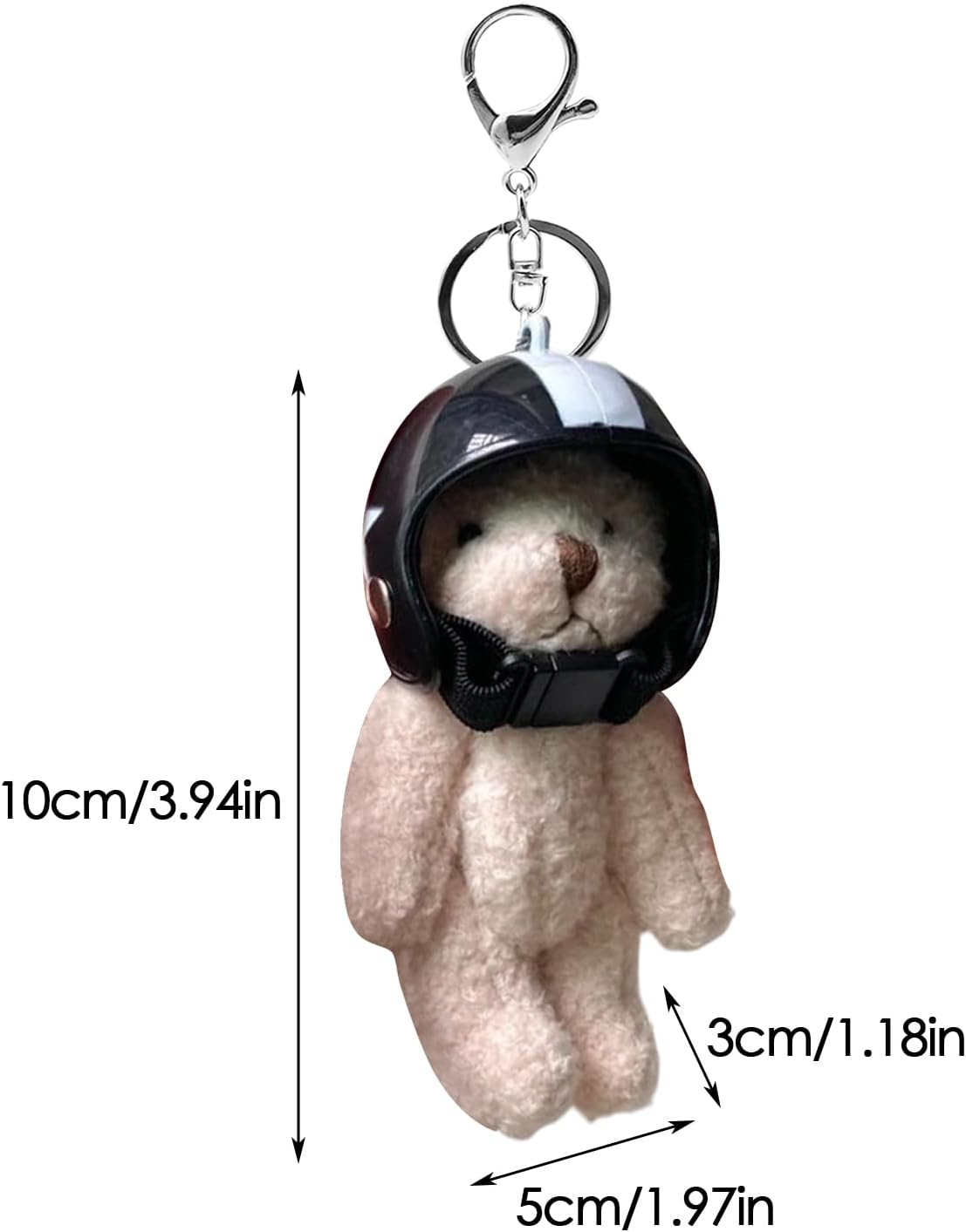 Humkopnl Cute Bear Keychain,Bear Plush Bag Charm with Helmet - Stylish Pendant, Key Chain for Travel Schoolbag Women Wallet - White image number 4