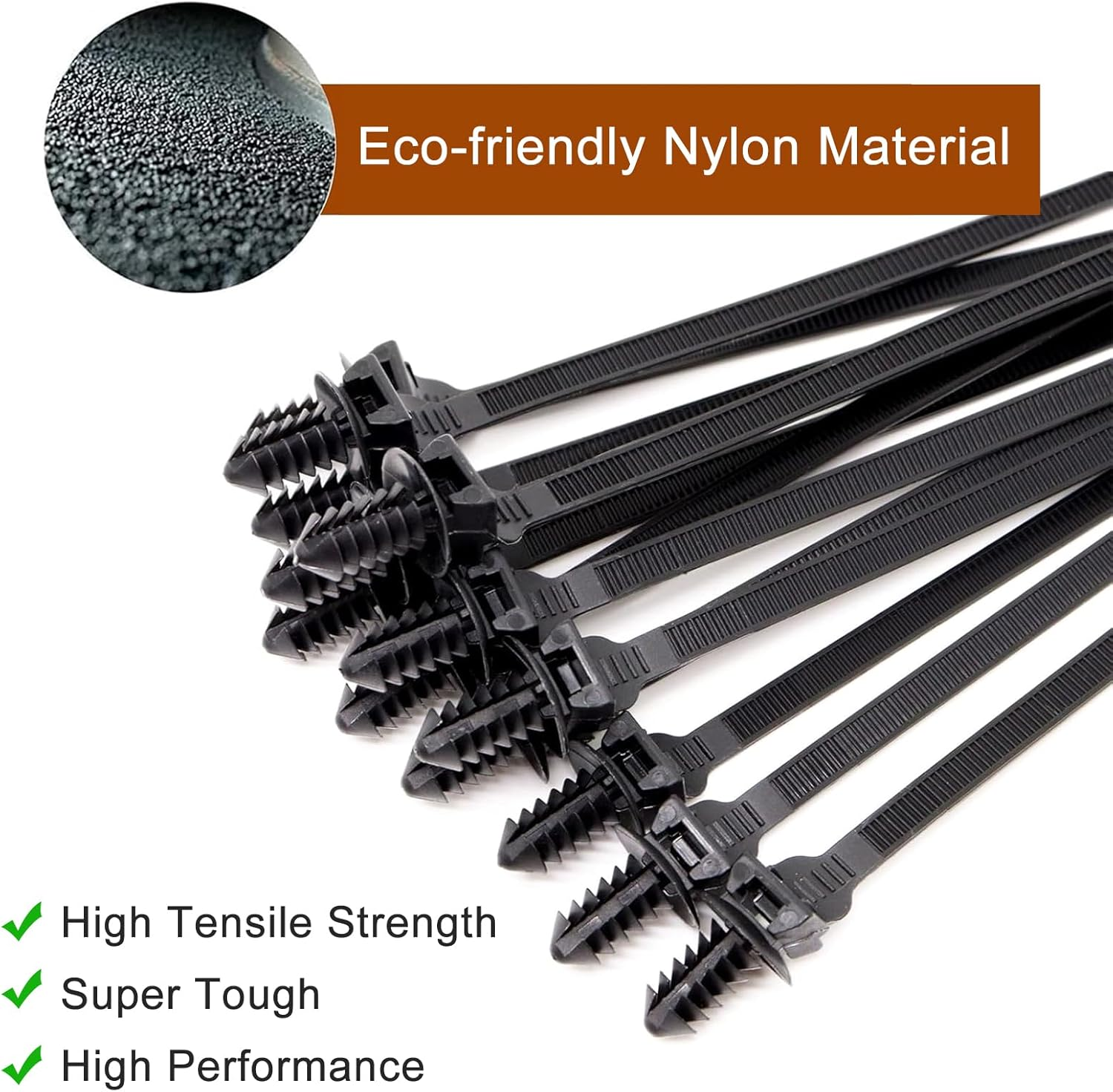 Benliu 50 Pcs Cable Zip Tie, 8.3X0.2 Inch Heavy Duty Nylon Push Mount Self Locking Assortment Black, 8.3X0.2Inch(50Pcs) image number 1