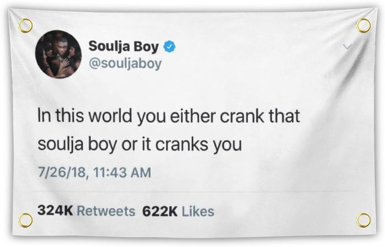 Bahhuou Soulja Boy Funny Tapestry 3X5Ft Tapestry Funny Meme Flag Wall Hanging Window Design for Bedroom Gift Home Man Cave Decor image number 2