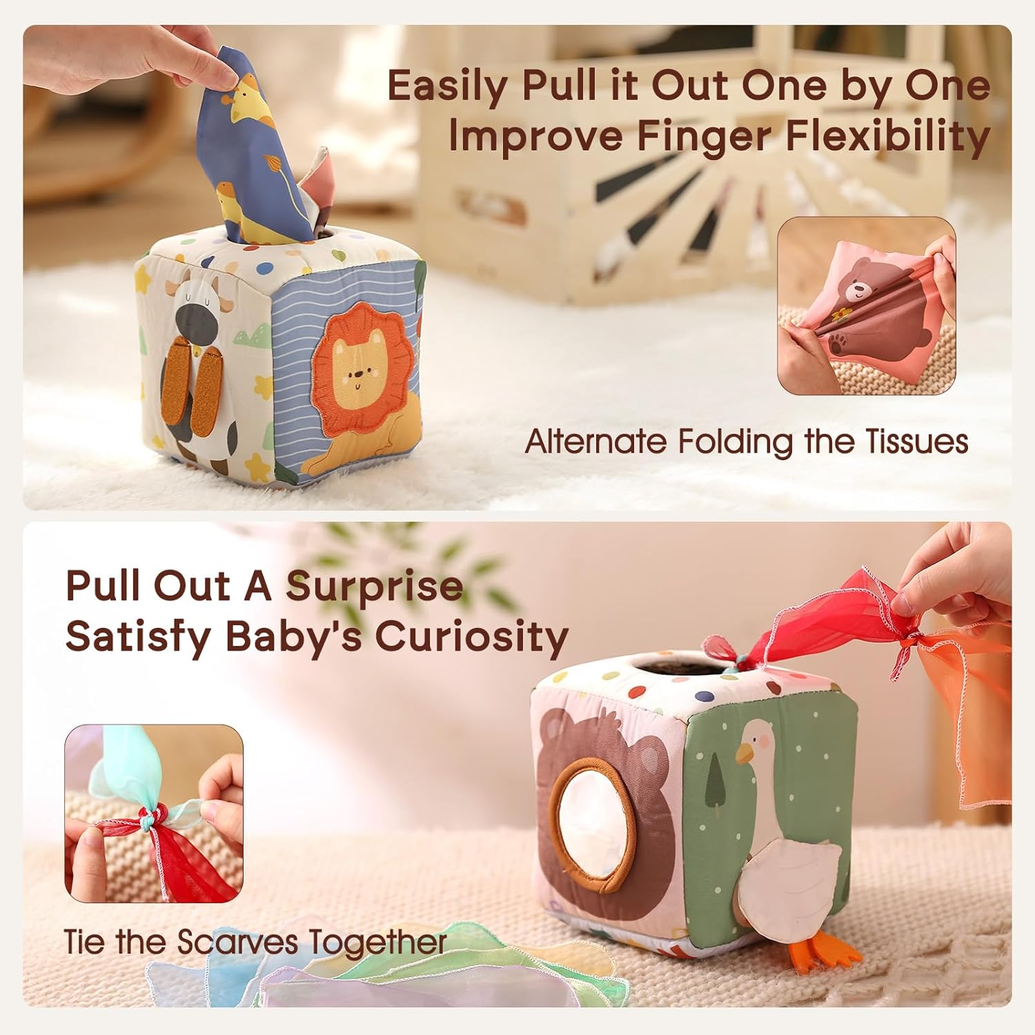 Promise Babe Baby Tissue Box Toy for Babies 6-12 Months - Montessori Toys Kids Tissue Box Sensory Toys to 1 Year Old - Baby Boy Girl Gifts for Babies 6 12 18 Months Old image number 1