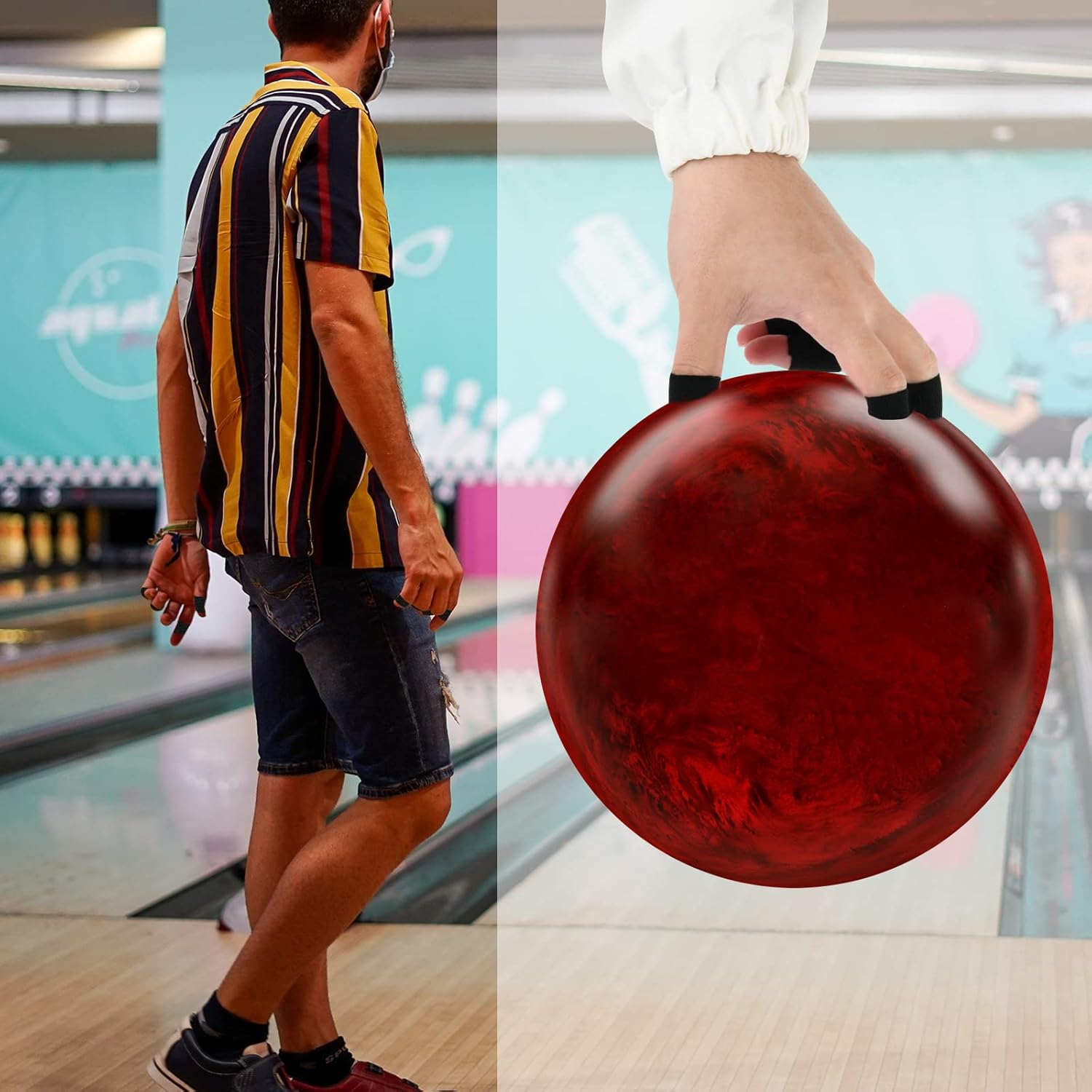 Cosmos Set of 2 Rolls Bowling Finger Tape Thumb Tape Elastic Bowling Ball Thumb Tape Protective Bowling Accessories for Bowler Sport Exercise Workout, Each Roll 2.5 Cm X 5M