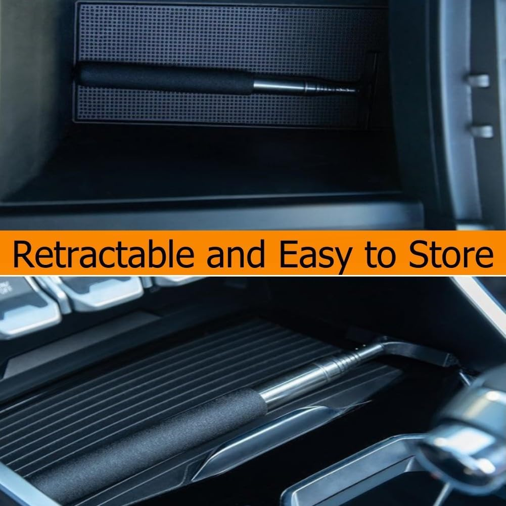 2-In-1 Car Mirror Squeegee, Portable Rearview Mirror Wiper, 98Cm Long Handle Mini Squeegee for Glass Windows (Black + Pink)