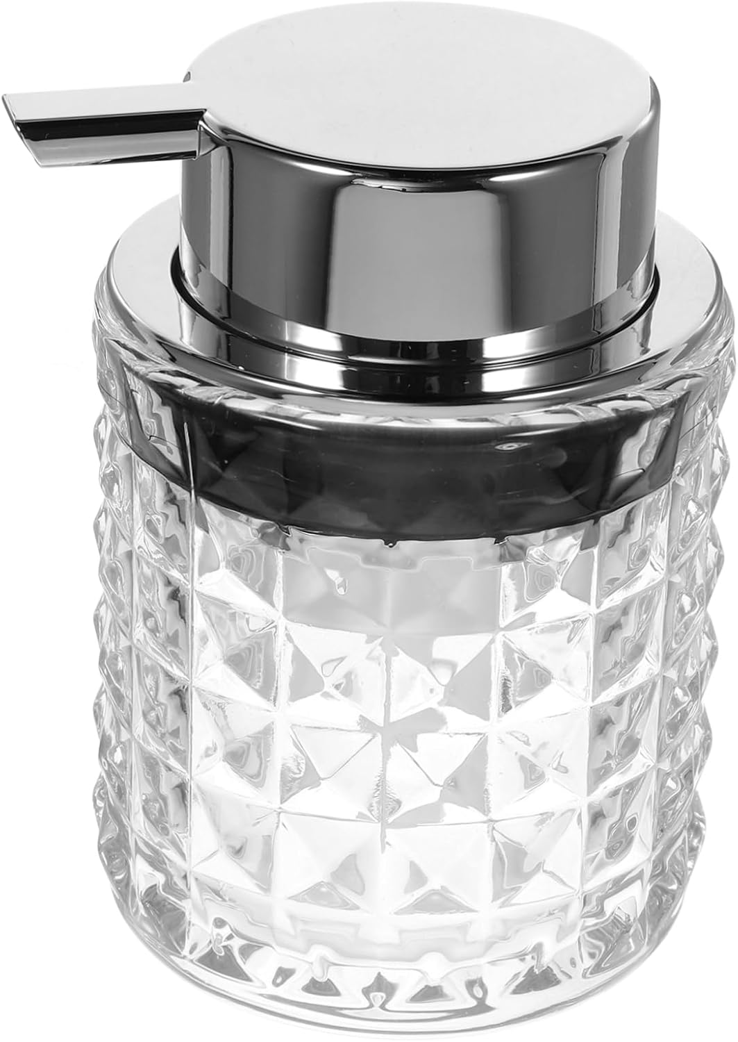 ABOOFAN Soap Dispenser Bottle with Pump Diamond Texture Glass Refillable Liquid Soap Shampoo Shower Gel Container Portable Bathroom Countertop Dispenser image number 2