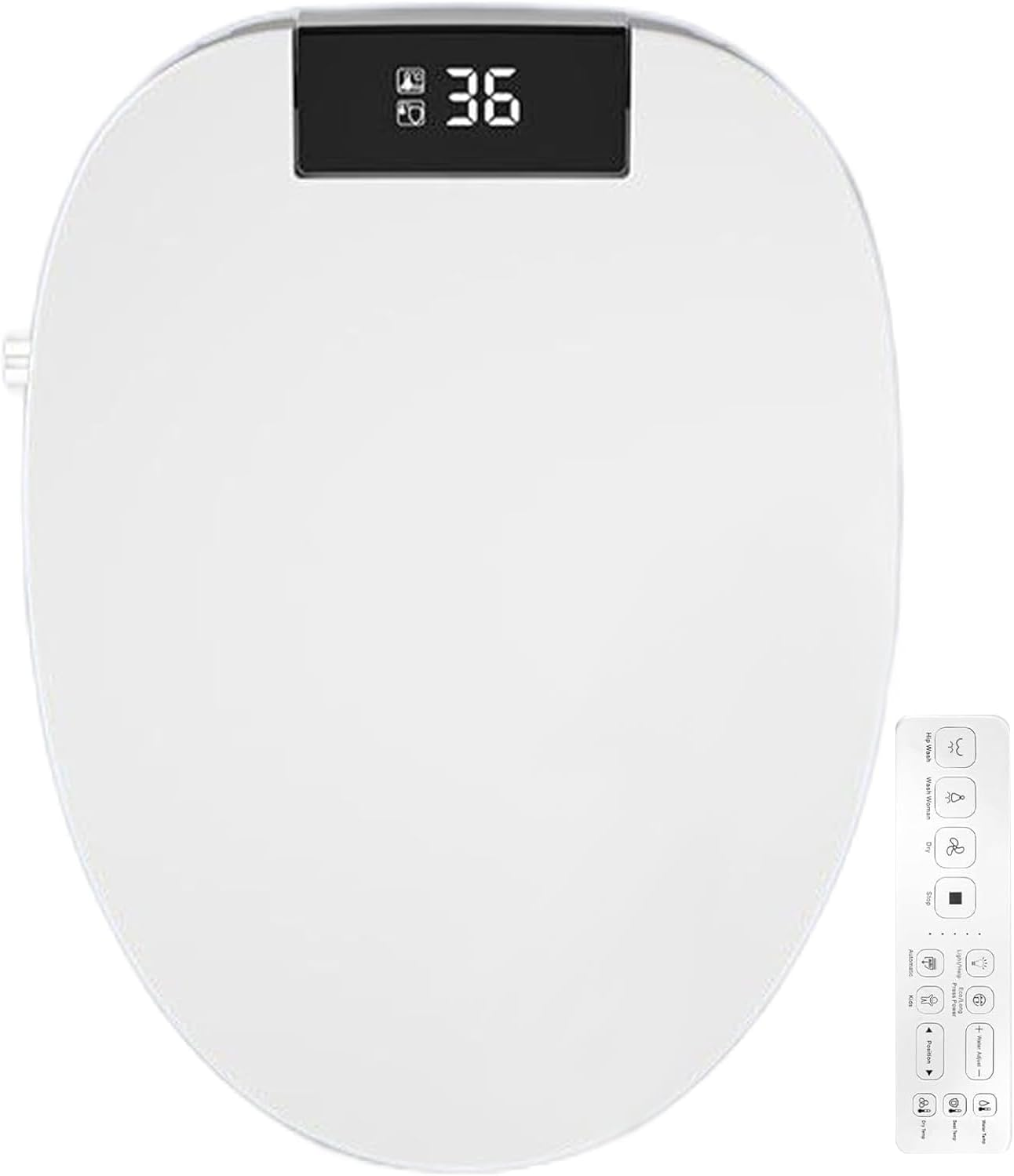 Electronic Bidet Toilet Seat, Heated Smart Toilet Seat with Wireless Remote Control, Instant Warm Water & Dryer, Feminine & Front Rear Wash, Self-Clean Nozzle, Slow Close Lid (White) image number 3