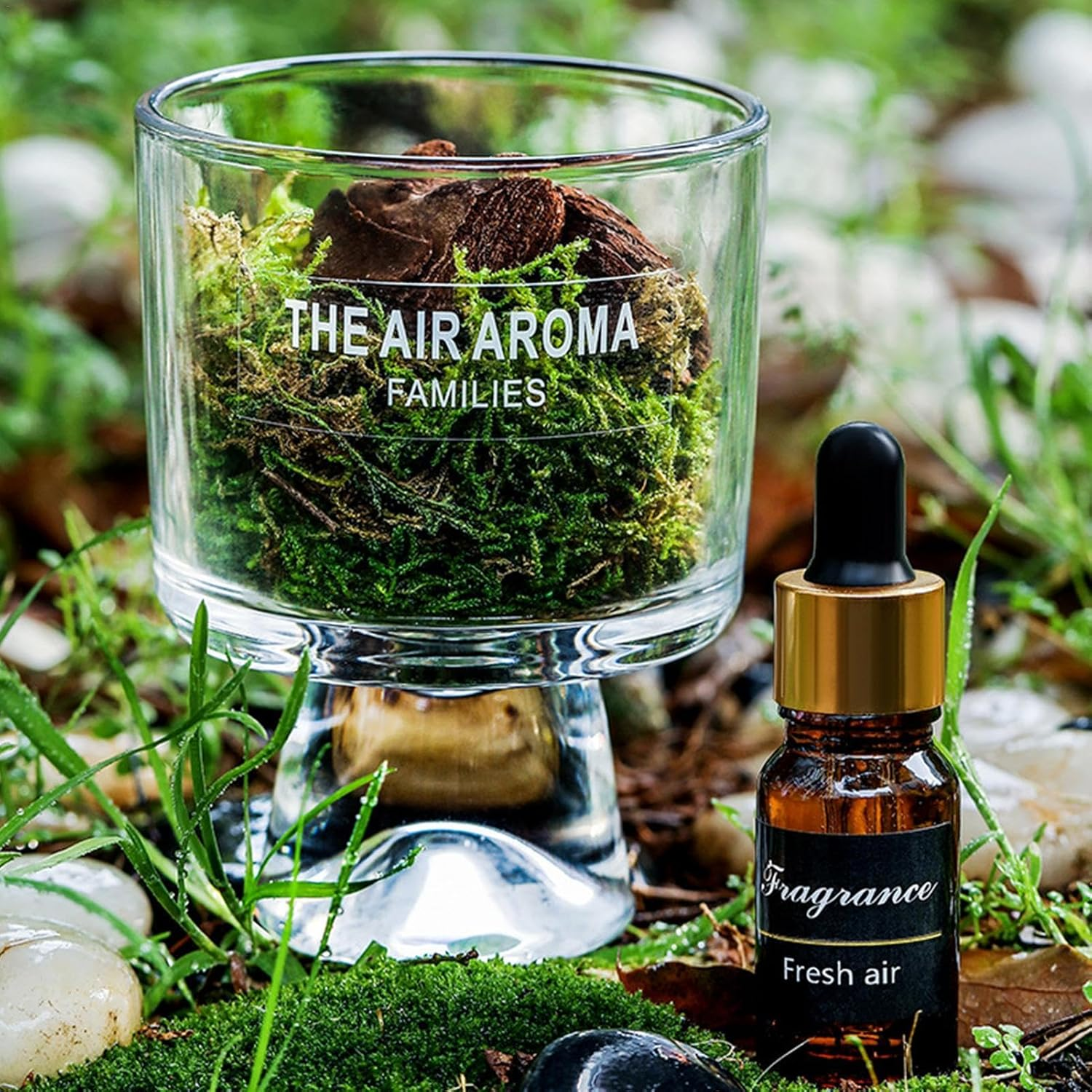 Plant Diffuser | Pine Moss Passive Diffuser Oil Set,Home Fragrance Diffuser, Long-Lasting Decorative Oil Diffuser for Decorating at Home, Workplace or Car image number 2