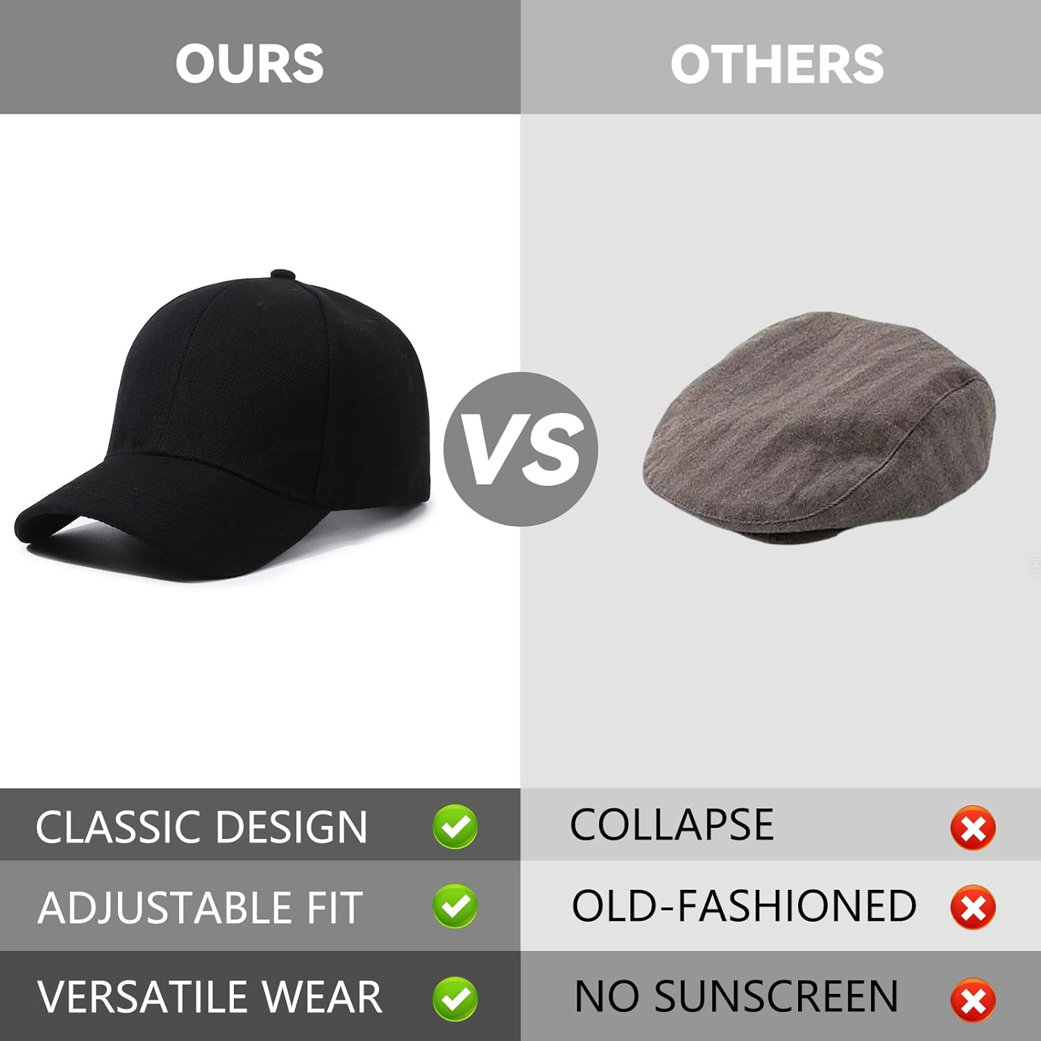 JZS Stiff Structured Front Panel Baseball Cap Golf Dad Trucker Hat for Men Women Adjustable Black image number 4