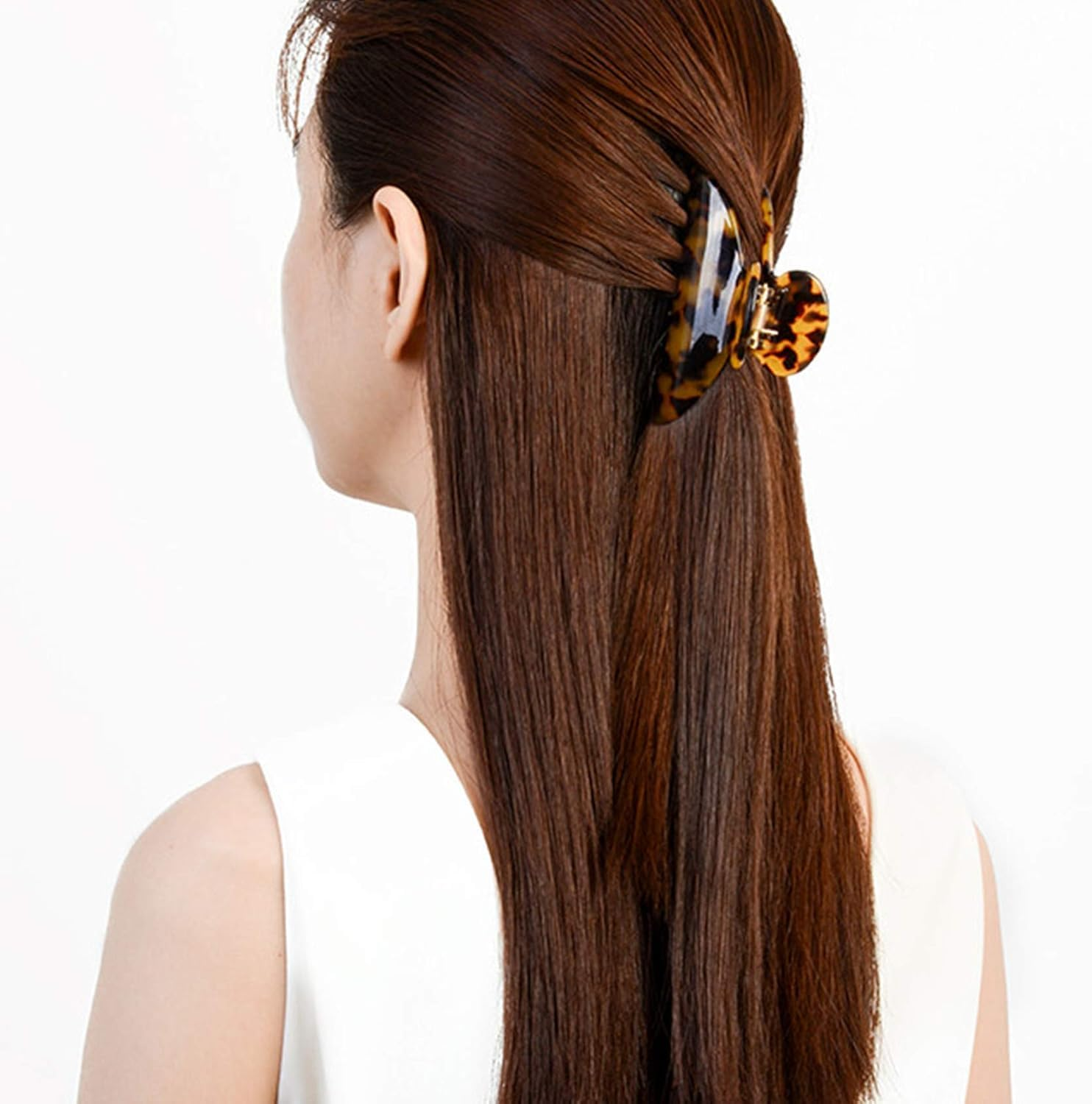 Set of 3 Leopard Hair Clips Made of Black Plastic for Women 7 Cm X 4 Cm