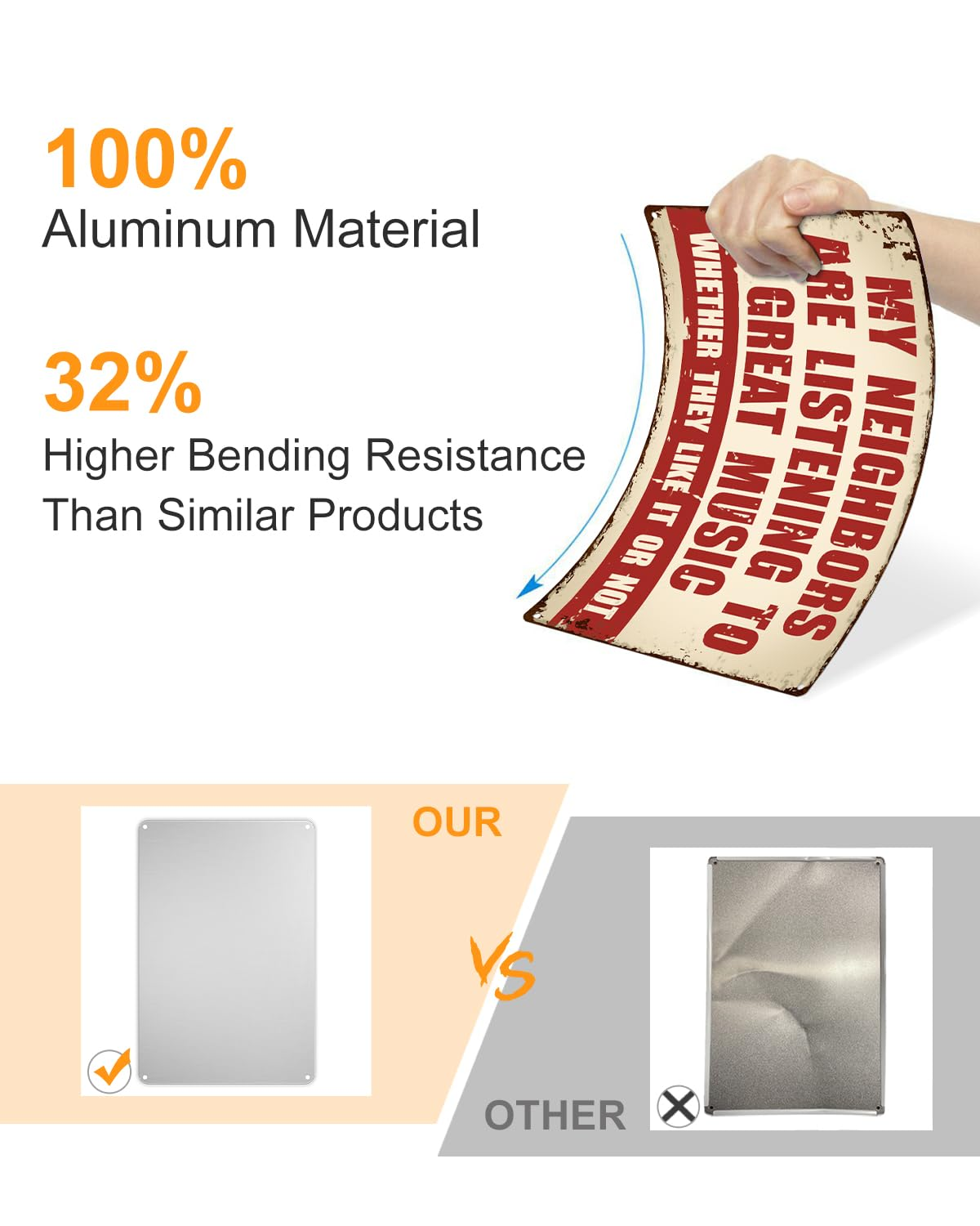 ALKB Funny Music Metal Sign - My Neighbors Are Listening to Great Music - Wall Decor for Garage, Bar, Man Cave