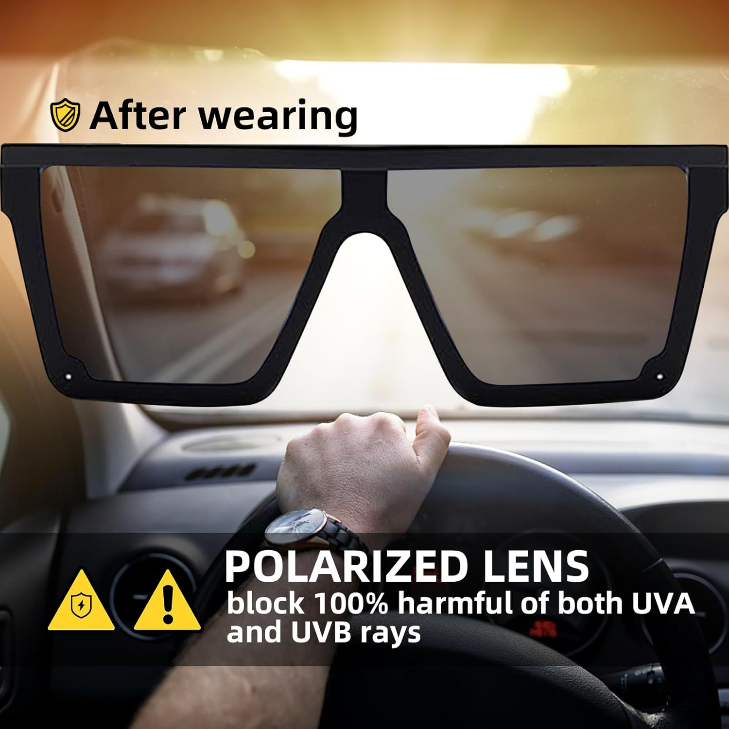 2 Pair Square Flat Top Sunglasses for Women Men, Big Fashion Oversized Rimless Shades Large Mirrored Sunnies image number 3