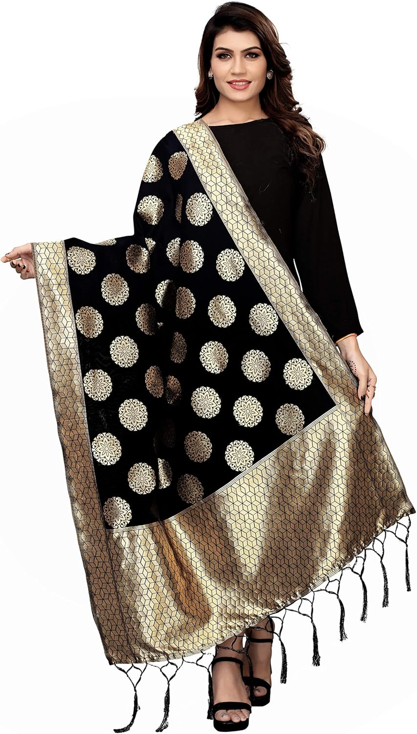 Jaanvi Fashion Women'S Banarasi Silk Woven Dupatta