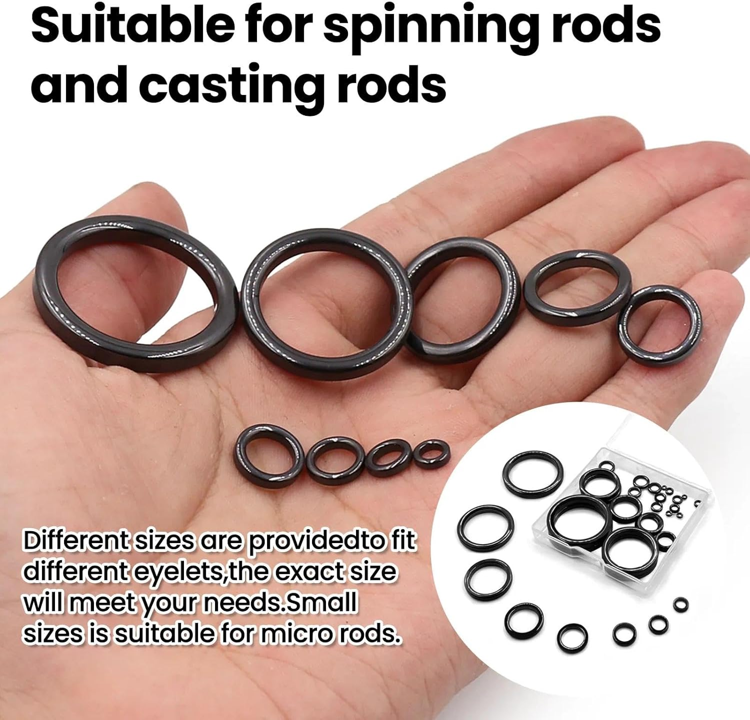 9KM DWLIFE Fishing Rod Repair Ceramic Guide Ring Replacement Kit 14 Sizes 0.13In to 1.86In