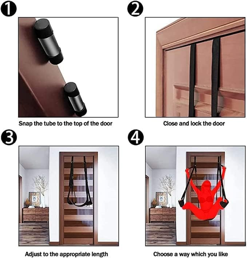 Hold to 300Lbs/130Kg over the Door Swing Sex Adult Swing for Couples Sex Frequent Flyer Door Swing Adult Door Swing for Couples Bedroom Hanging Swing Sling Heavy Duty Sex Furnitures Sweater (Red) image number 4