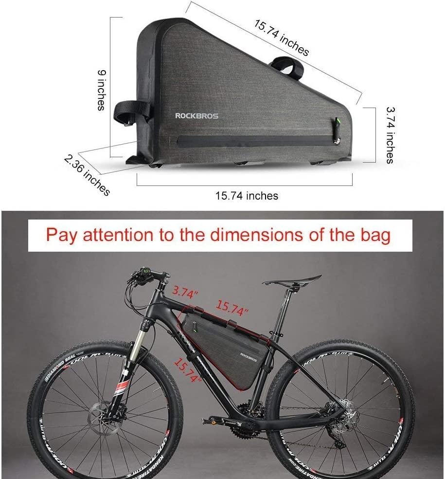 ROCKBROS100% Waterproof Bike Bag Triangle Large Cycling Tube Pouch Quick Release Frame Bag 5-8L image number 4
