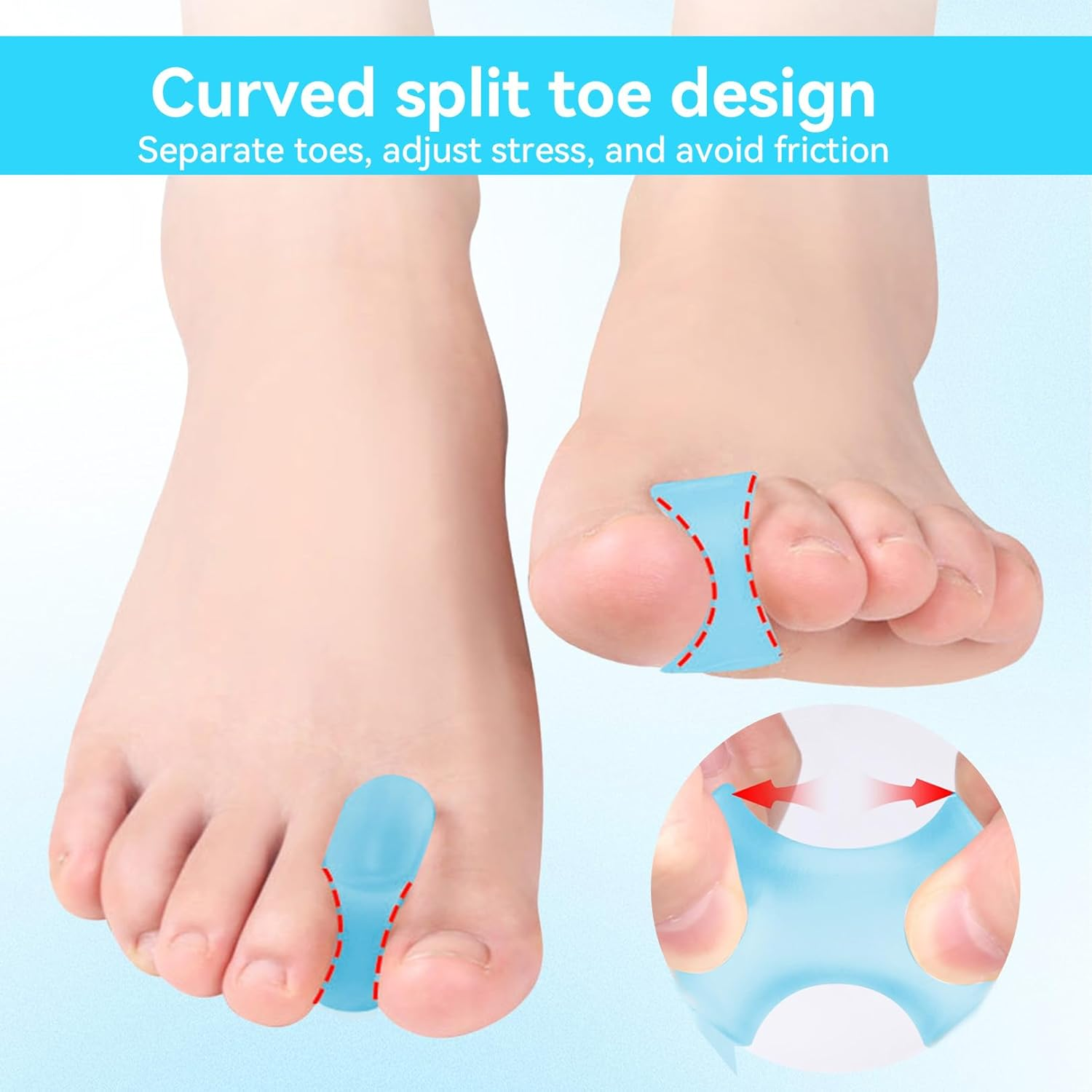 Pack of 8 Gel Toe Separators, Toe Separators, Small Toe, Hallux Valgus Correction, Toe Separator Women'S Silicone, Toe Spacer, Toe Separator, Toe Separator, Large, Toe Separator