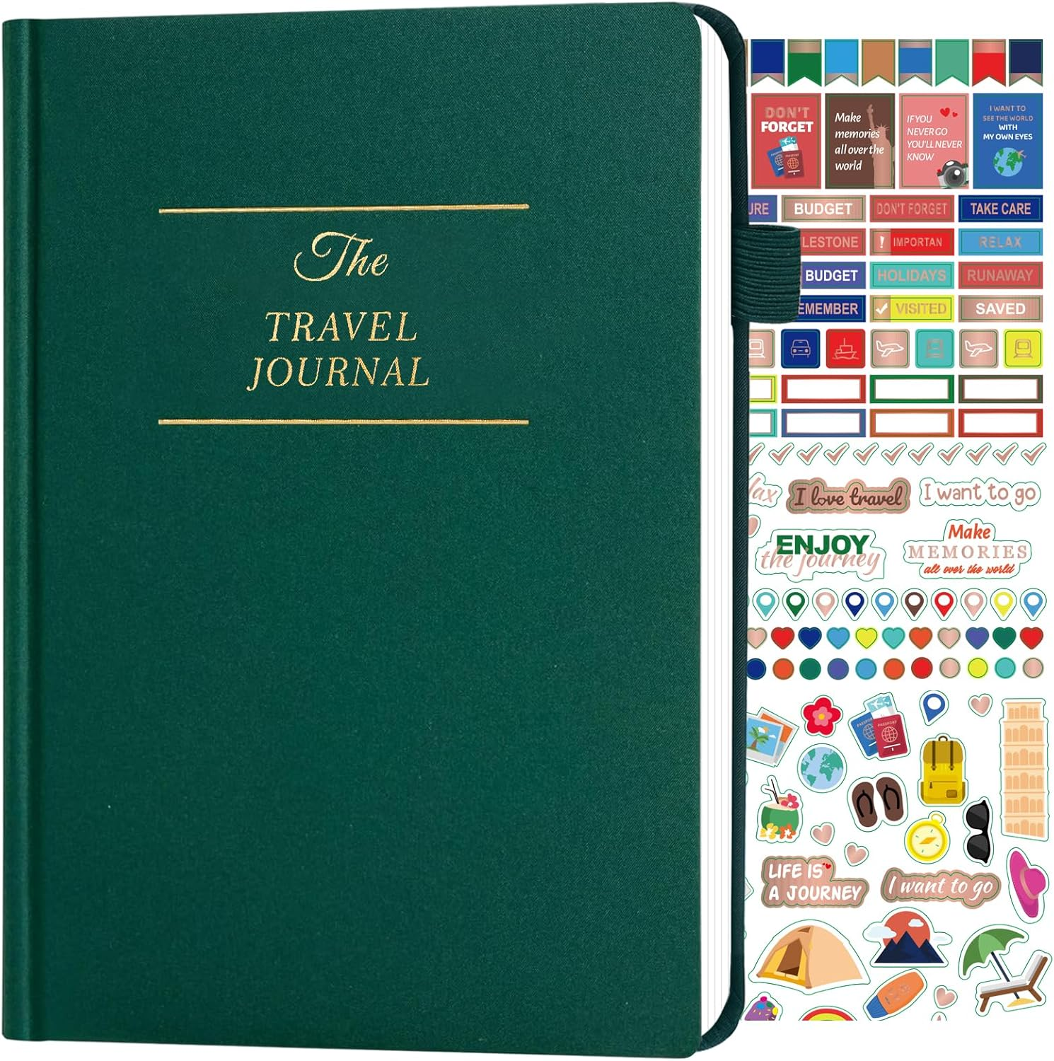 Travel Essentials: Journal for Women & Men - Vacation Budget Planner Notebook for 6 Trips Organizer- Travel Scrapbook to Record Memories and Adventures - Gifts for Travelers, Green