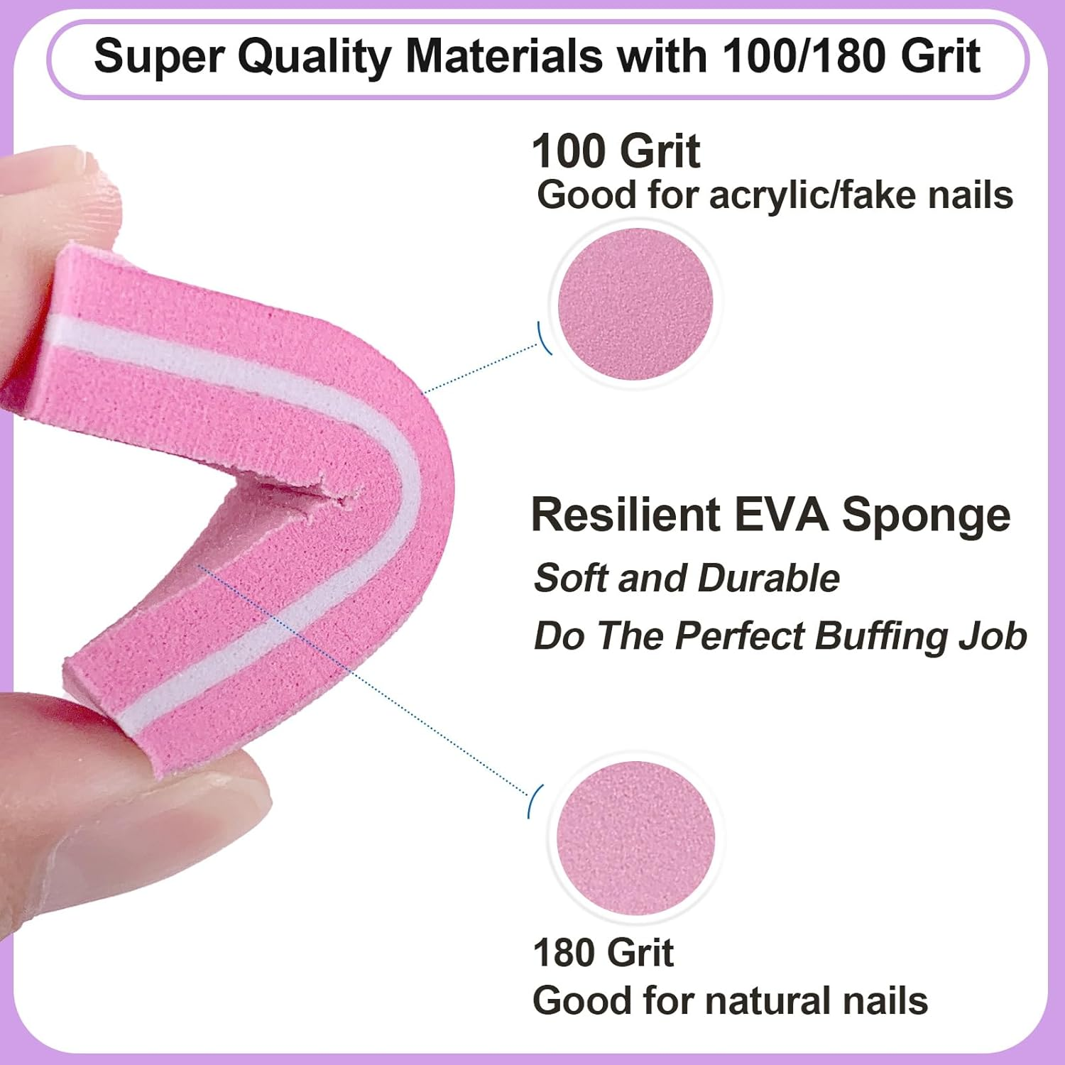 Nail File and Buffer Set (16 Pack), Nail File Kit Professional Nail Files & Buffers Manicure Supplies Filer Buffer for Natural Nails, 100/180 Grit 7 Way Nail Filing Polishing Buffer for Nail Care image number 2