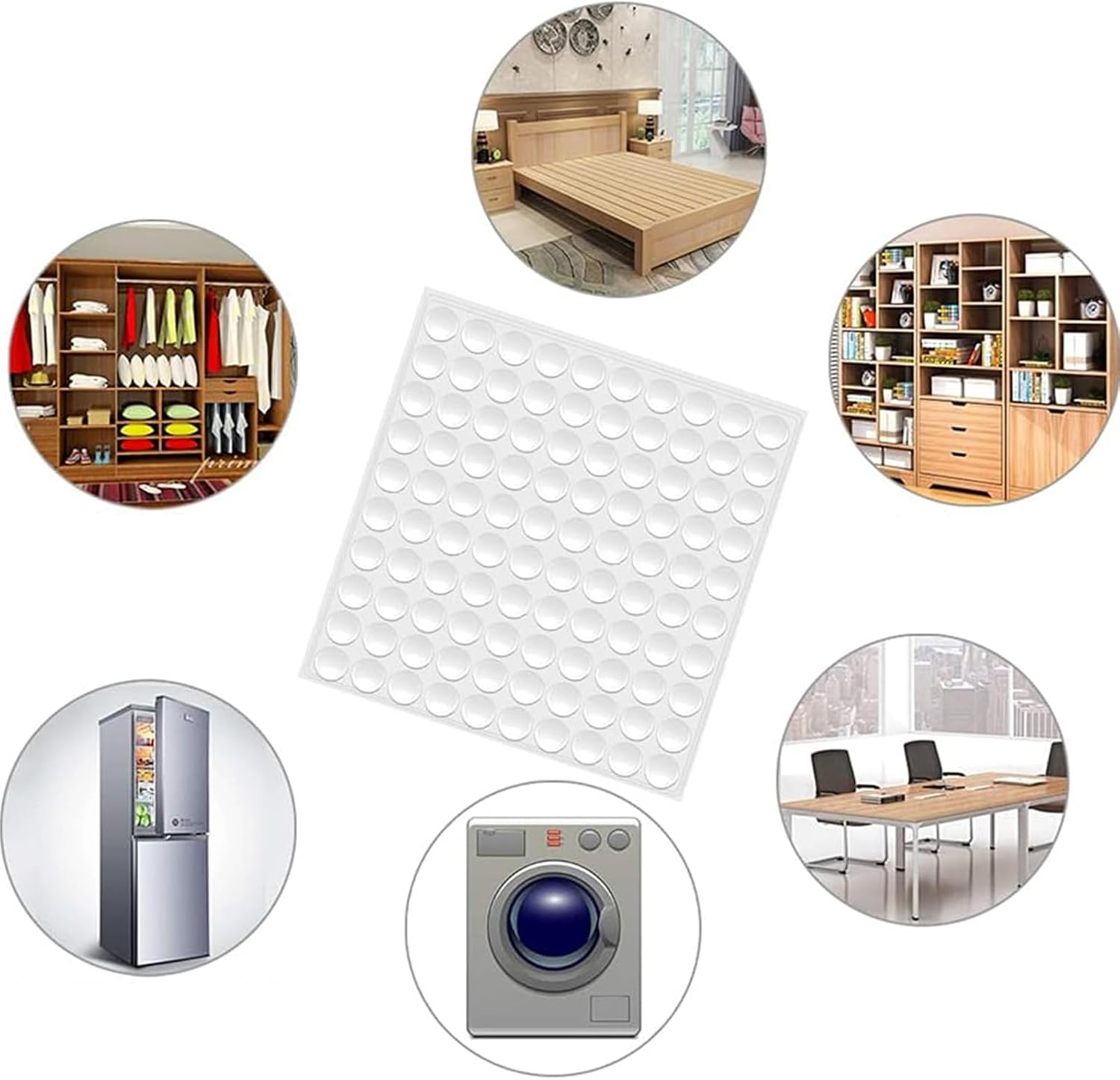Pack of 100 Rubber Buffers, Self-Adhesive Door Buffers, Rubber Feet, Self-Adhesive Transparent Protective Buffers, Rubber Buffer Bumper Pads for Door Cabinets and Drawers (10 Mm) image number 3
