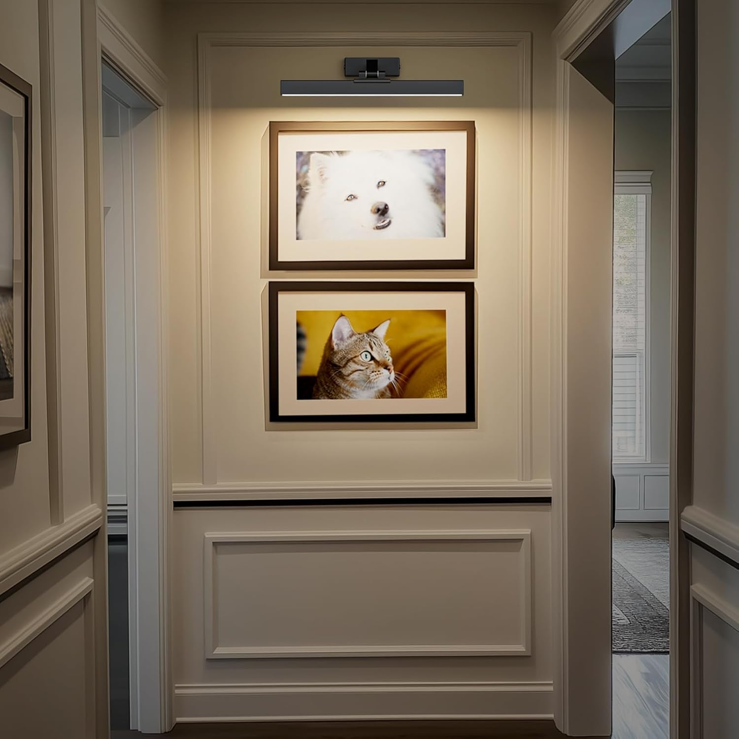 Picture Lights for Wall, Battery Operated Picture Light 16In Gallery Light for Paintings CCT Dimmable Recharging Battery Wall Light with Remote Control for Living Room Dartboard Art Black