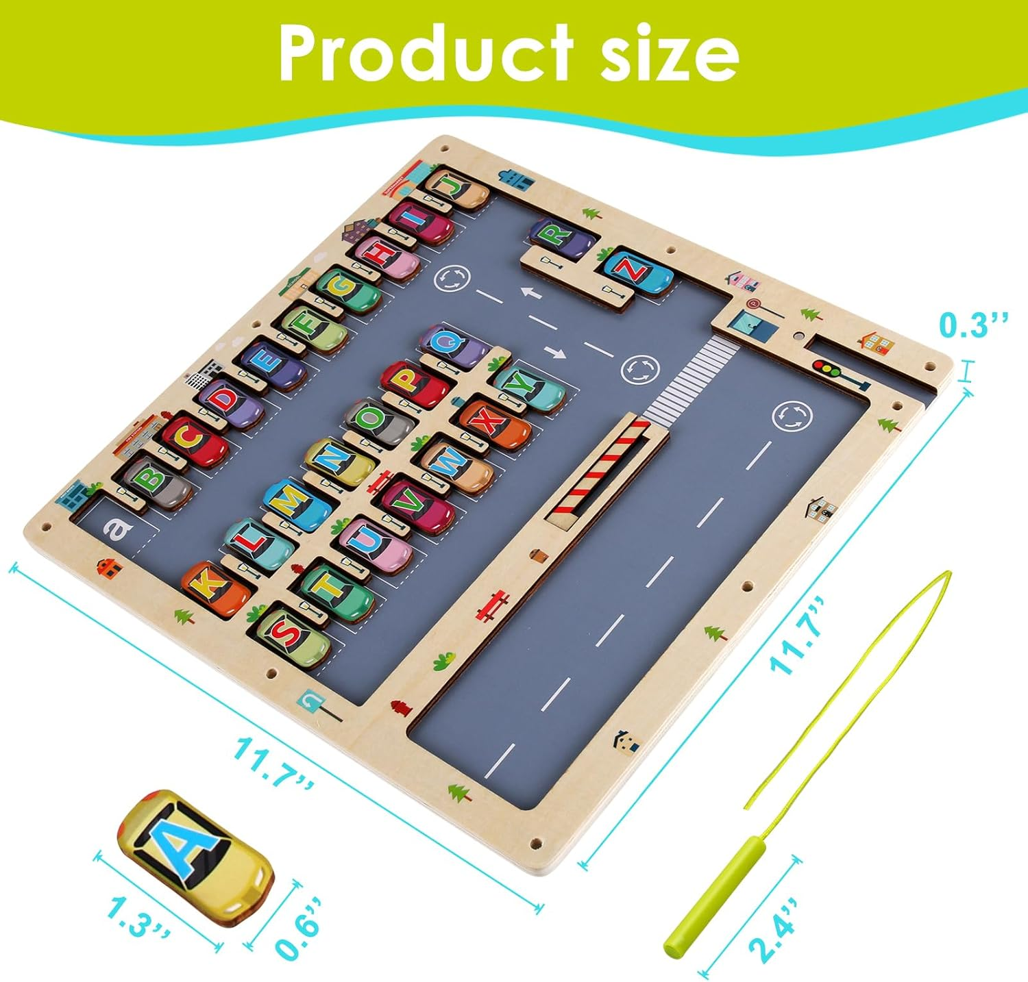 Magnetic Alphabet Maze &ndash; Parking Lot and Alphabet Maze Fun Learning Toys for Toddlers 3-4-6 Years Old ， Puzzle Toys for Letter and Color Recognition, Dexterity image number 5