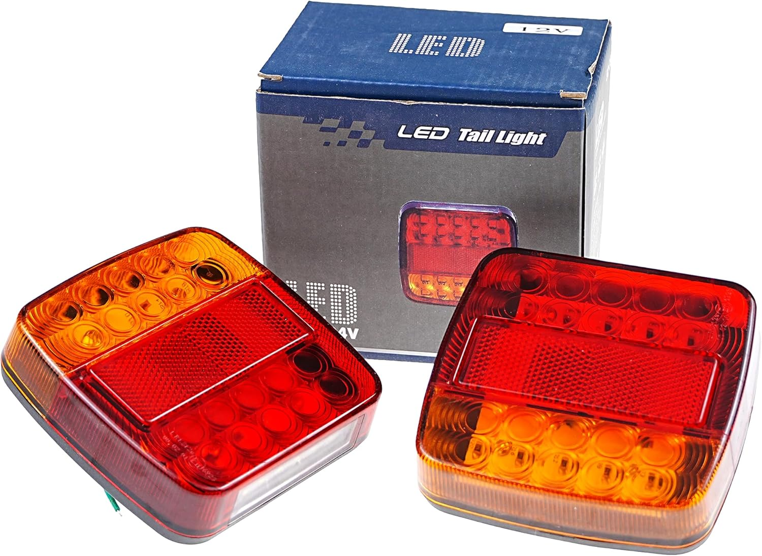 1Pair 12V 26LED Trailer Lights. Stop Turn Tail License, Waterproof IP65 Stop/Tail/Turn Signal Lights for Truck, Boat, 4WD, RV. License Plate Light Included