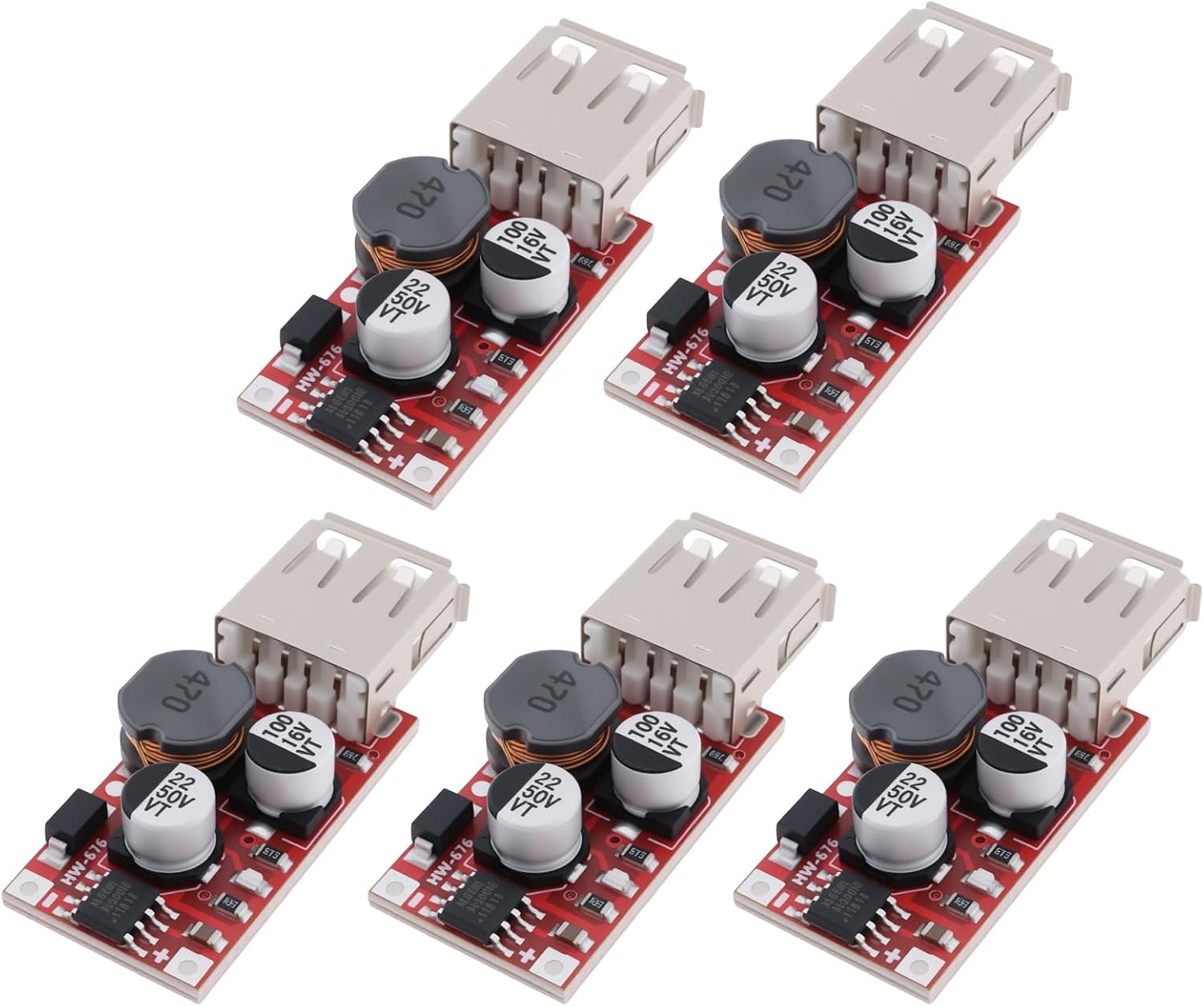 VGOL 5Pcs USB 5V 3A DC Voltage Reduction Module 9V 12V 24V Input 15W DIY Charger Suitable for Power Supply Equipment image number 6