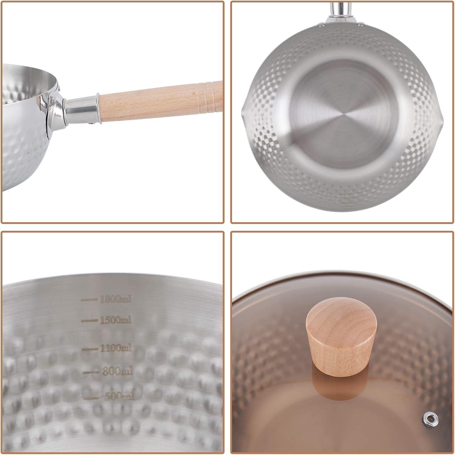 Stainless Steel Saucepan Milk Sauce Pan with Glass Lid and Oil Drip Rack，Deep Type Yukihira Saucepan，1.7 Quart (18Cm / 7Inch / 1.7 Quart) image number 1