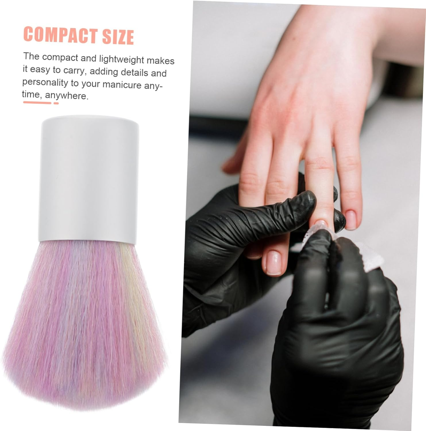 BELLIFFY Nail Dust Brush with Rainbow Bristles Soft Nonshedding Makeup Tool for Nail Art Cleaning and Manicure Care Accessories image number 2