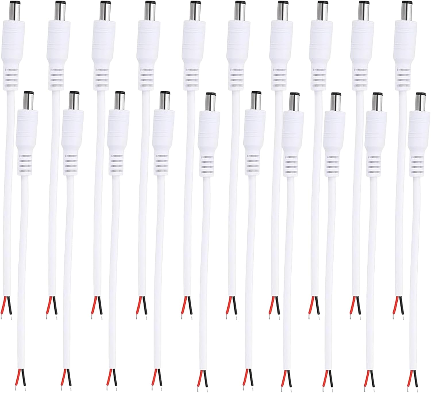 Clearhill 20Pcs (10Pcs Male+10Pcs Female) Power Connectors and 10Pcs Red and Black Wires,5.5Mm X 2.1Mm Power Jack Socket for 5-24V Led Strip,Camera Cable Wire Ends Plug Barrel Adapter