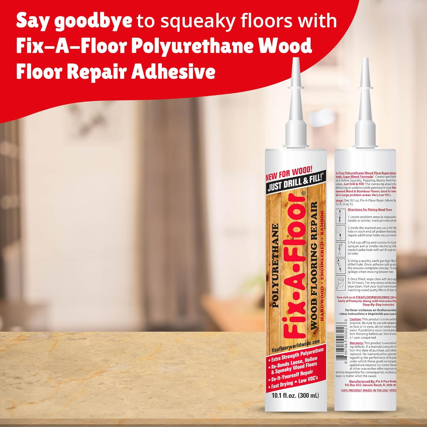Fix-A-Floor Polyurethane for Loose, Squeaky Wood Flooring Repair