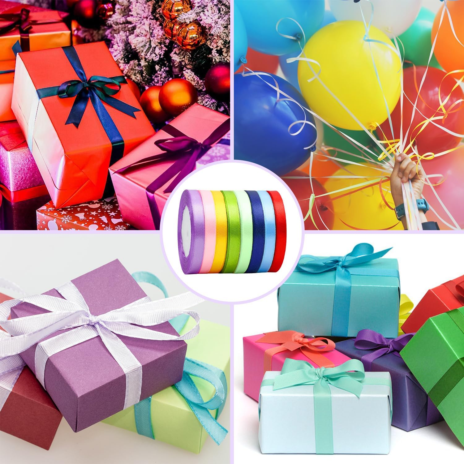 SYEYCW 12 Satin Ribbons Colourful, Polyester Satin Ribbon, 6 Mm &times; 22 M, Ribbon Silk Ribbon, Decorative Ribbon Fabric Ribbon Set, for DIY Art, Craft, Gift Packaging, Bows, Wedding Decoration image number 3