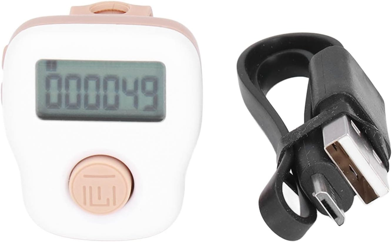 Wearable Ring Counter, 6 Channel Counting Luminous Ring Counter, USB Rechargeable Sweat Proof Silicone Counter, White image number 2