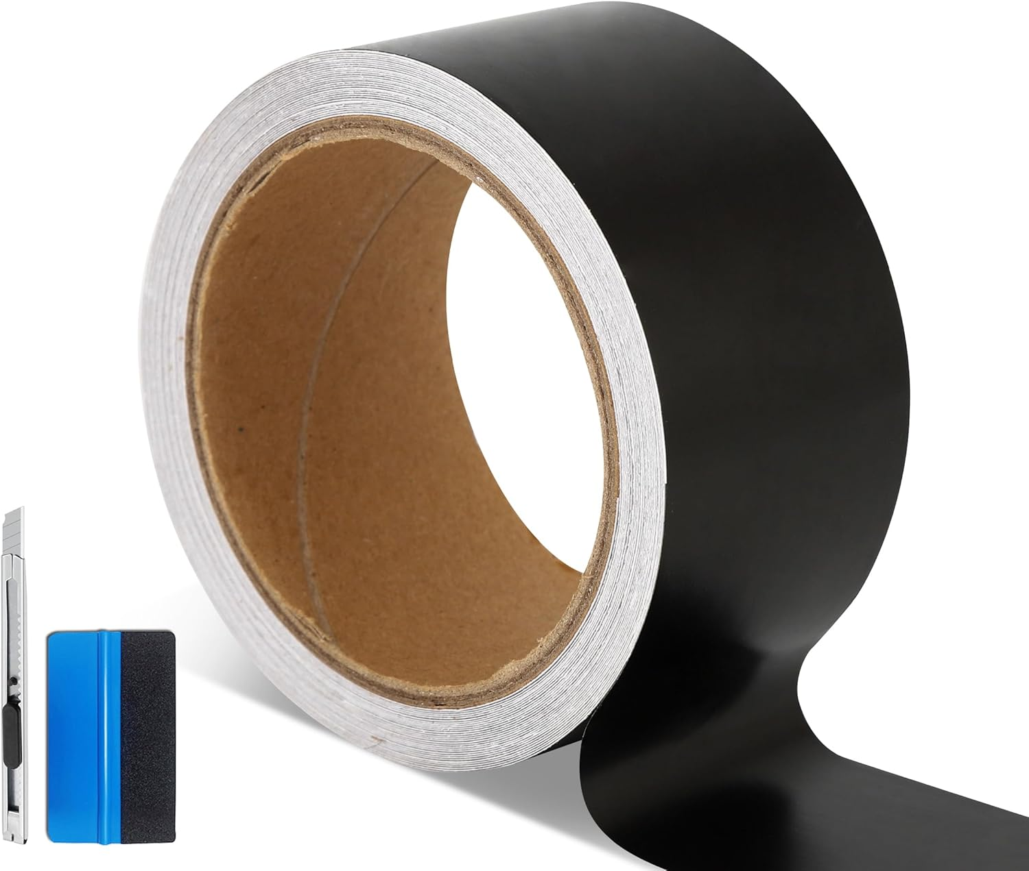 LZLRUN Free Tool Kit Satin Black Vinyl Wrap Kit for Black Out Chrome Delete Window Trim Door Trim (1Inches X 30Feet)