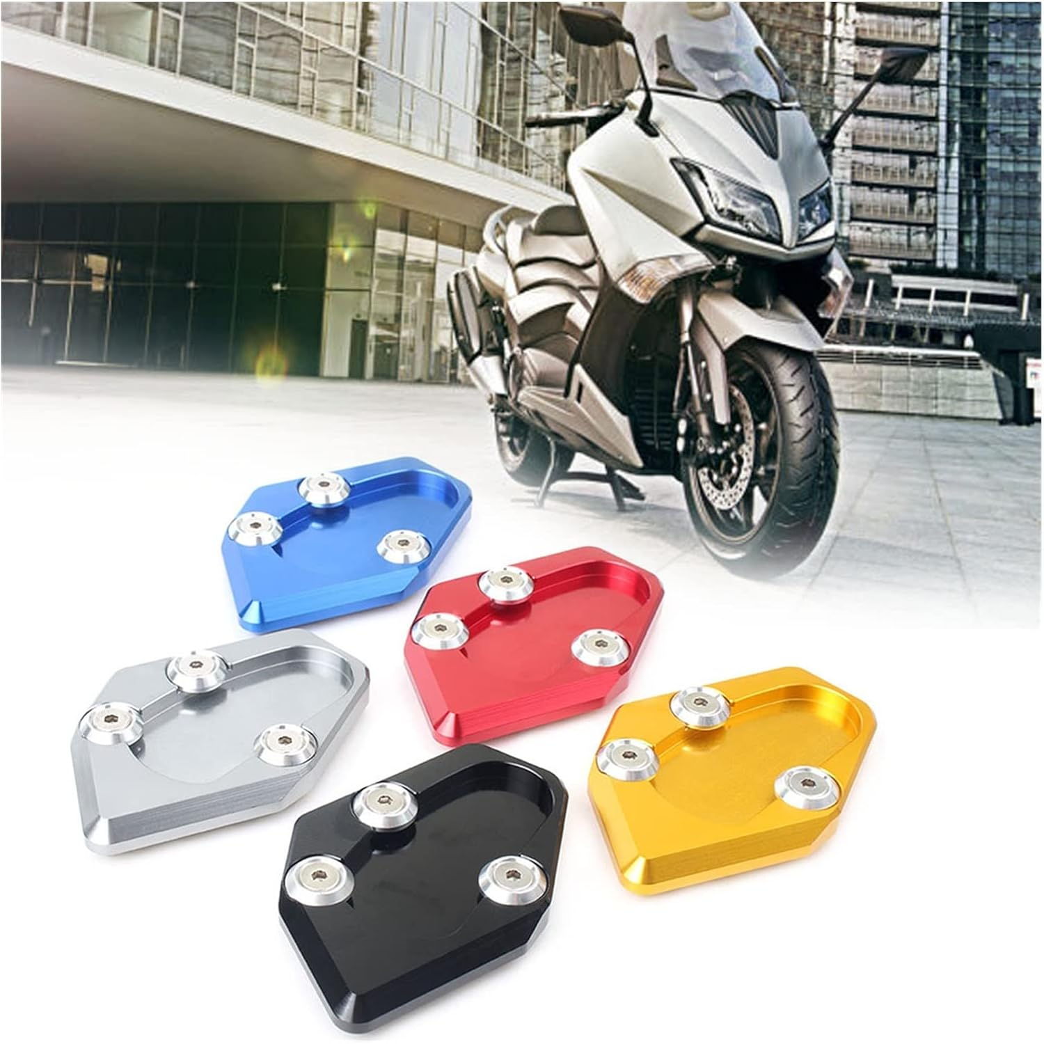 KANGYEBAIHUODIAN Motorcycle Kickstand Foot Side Stand Extension Pad Support Plate Fit for Yamaha T-MAX 530 2015 2016 Tmax530 Aluminum Alloy (Color : Red) image number 1